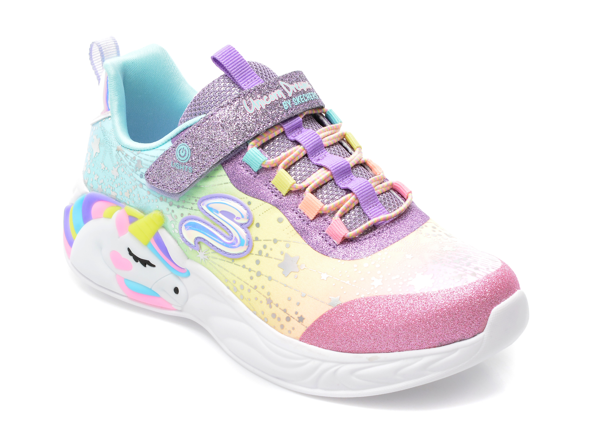 Pantofi sport SKECHERS multicolor, UNICORN DREAMS, din material textil si piele ecologica /copii/incaltaminte