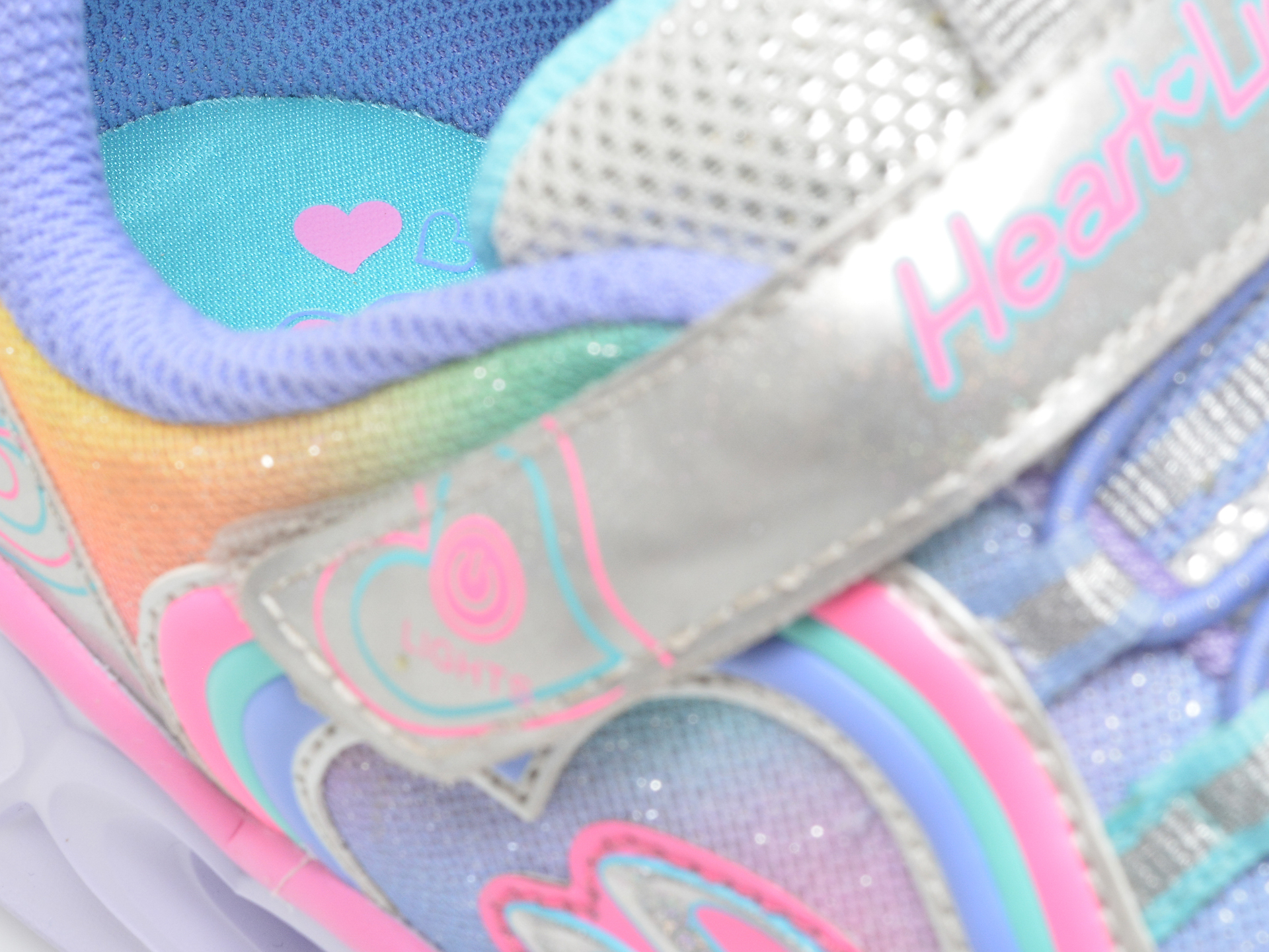 Pantofi sport SKECHERS multicolori, HEART LIGHTS, din material textil si piele ecologica - 3