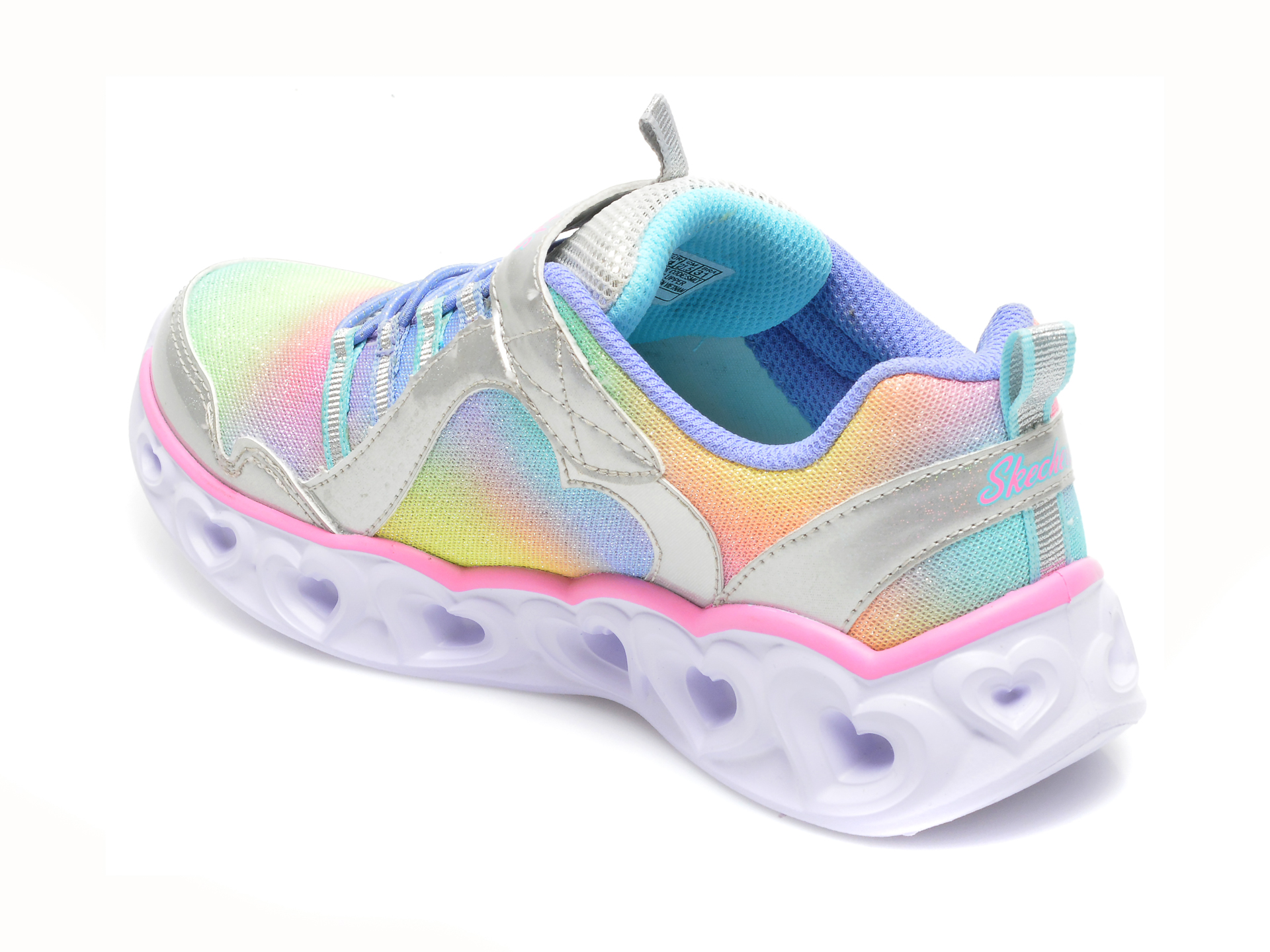 Pantofi sport SKECHERS multicolori, HEART LIGHTS, din material textil si piele ecologica - 5