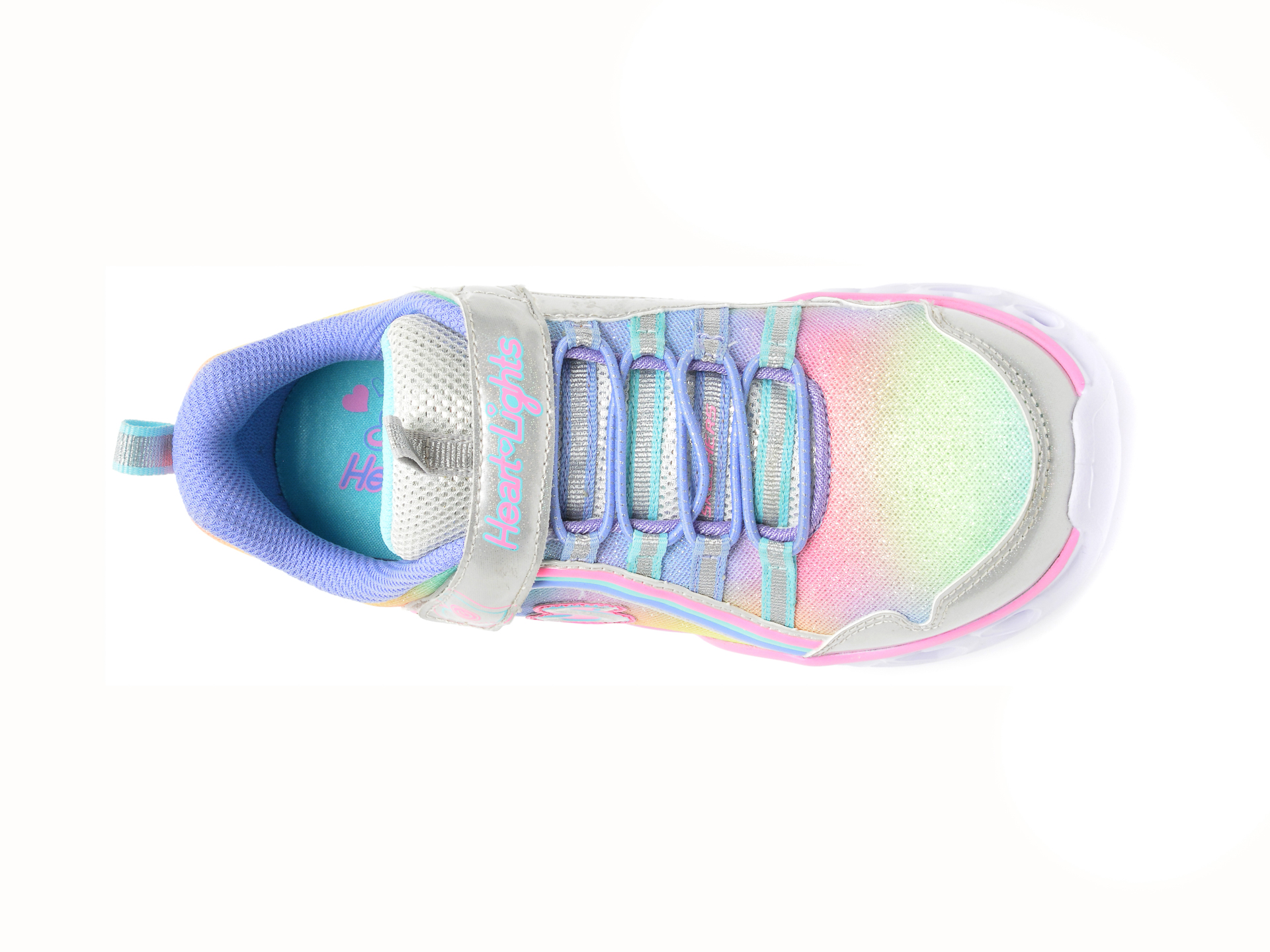 Pantofi sport SKECHERS multicolori, HEART LIGHTS, din material textil si piele ecologica - 6