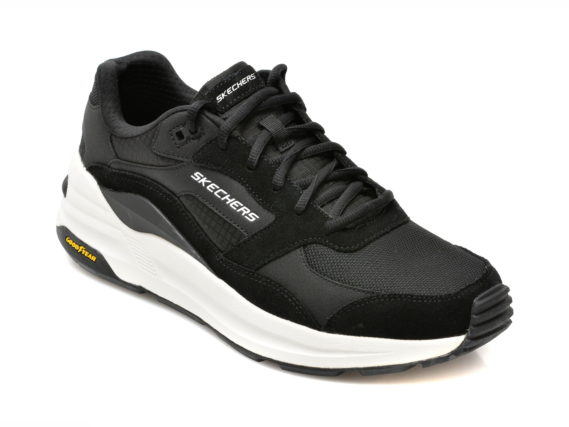 Pantofi sport SKECHERS negri, 237200, din material textil si piele naturala otter imagine noua