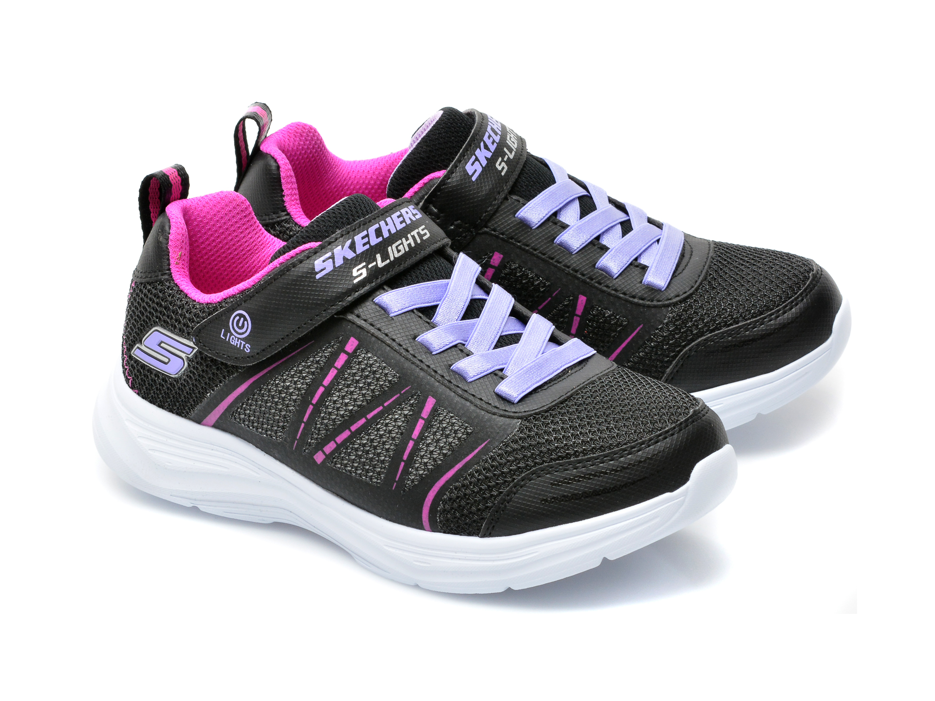 Pantofi sport SKECHERS negri, 302302L, din material textil si piele ecologica - 4