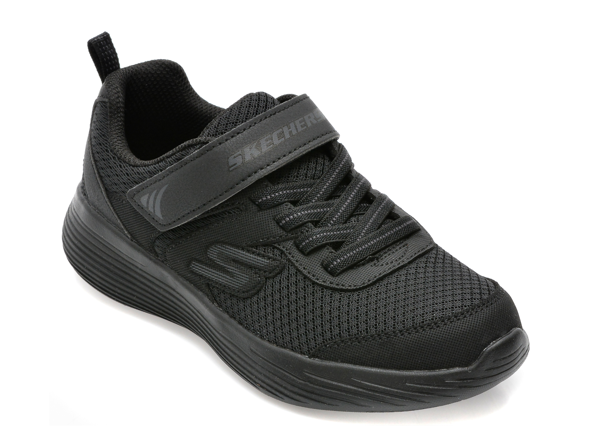 Pantofi sport SKECHERS negri, 405102L, din material textil si piele ecologica
