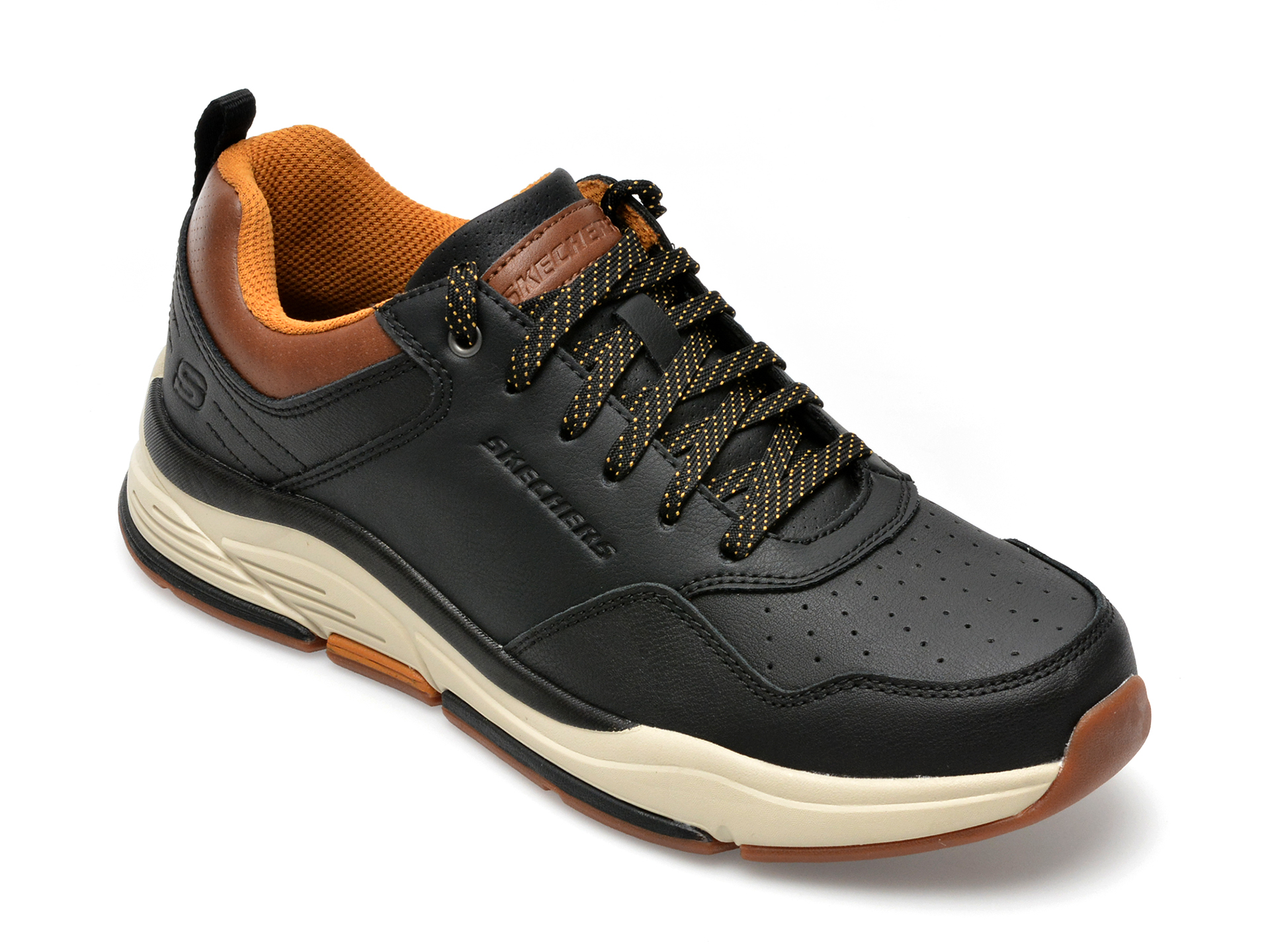 Pantofi sport SKECHERS negri, BENAGO, din piele naturala /barbati/pantofi