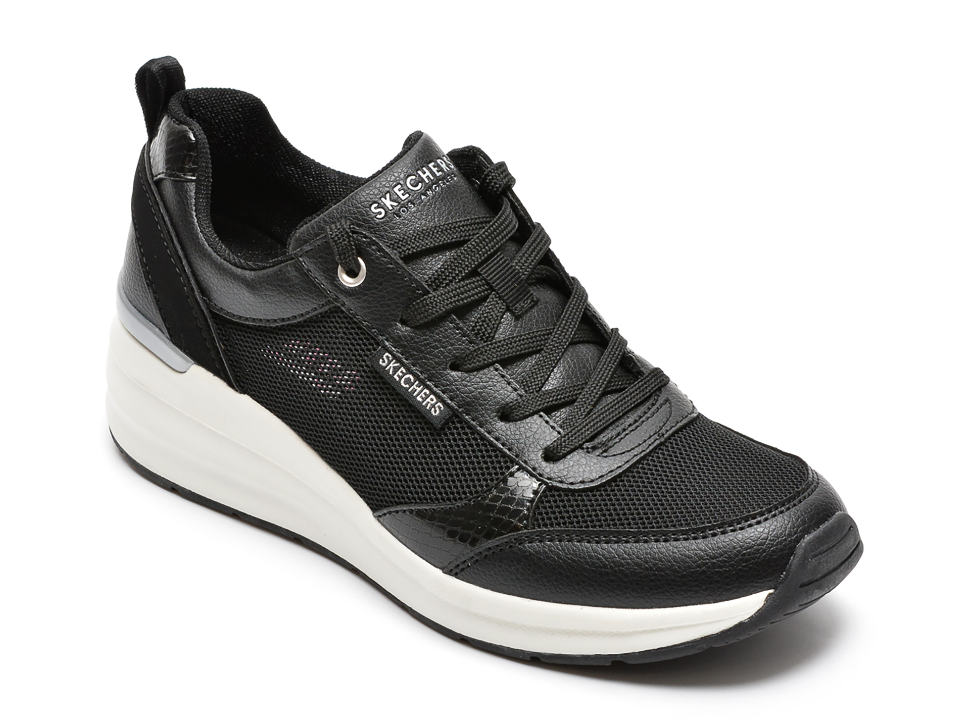 Pantofi sport SKECHERS negri, BILLION, din material textil si piele naturala otter.ro