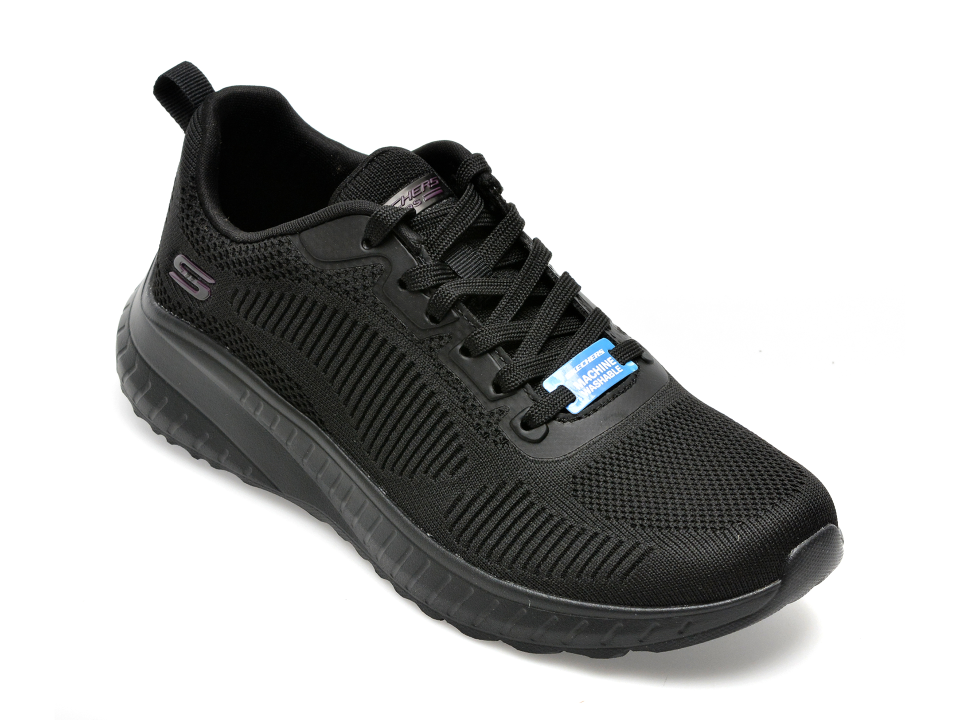 Pantofi sport SKECHERS negri, BOBS SQUAD CHAOS, din material textil /femei/pantofi imagine super redus 2022