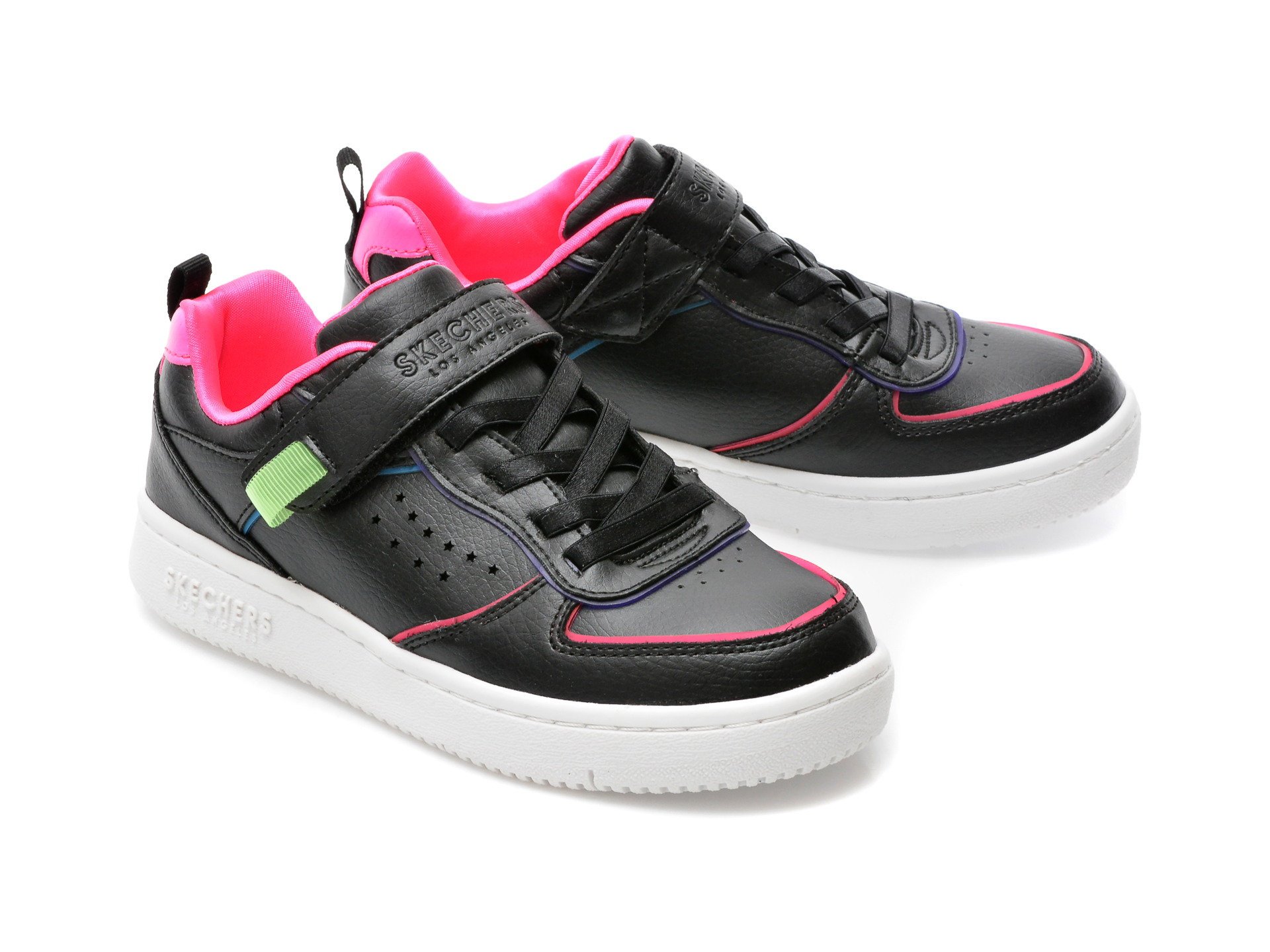 Pantofi sport SKECHERS negri, COURT SQUAD, din piele ecologica - 4