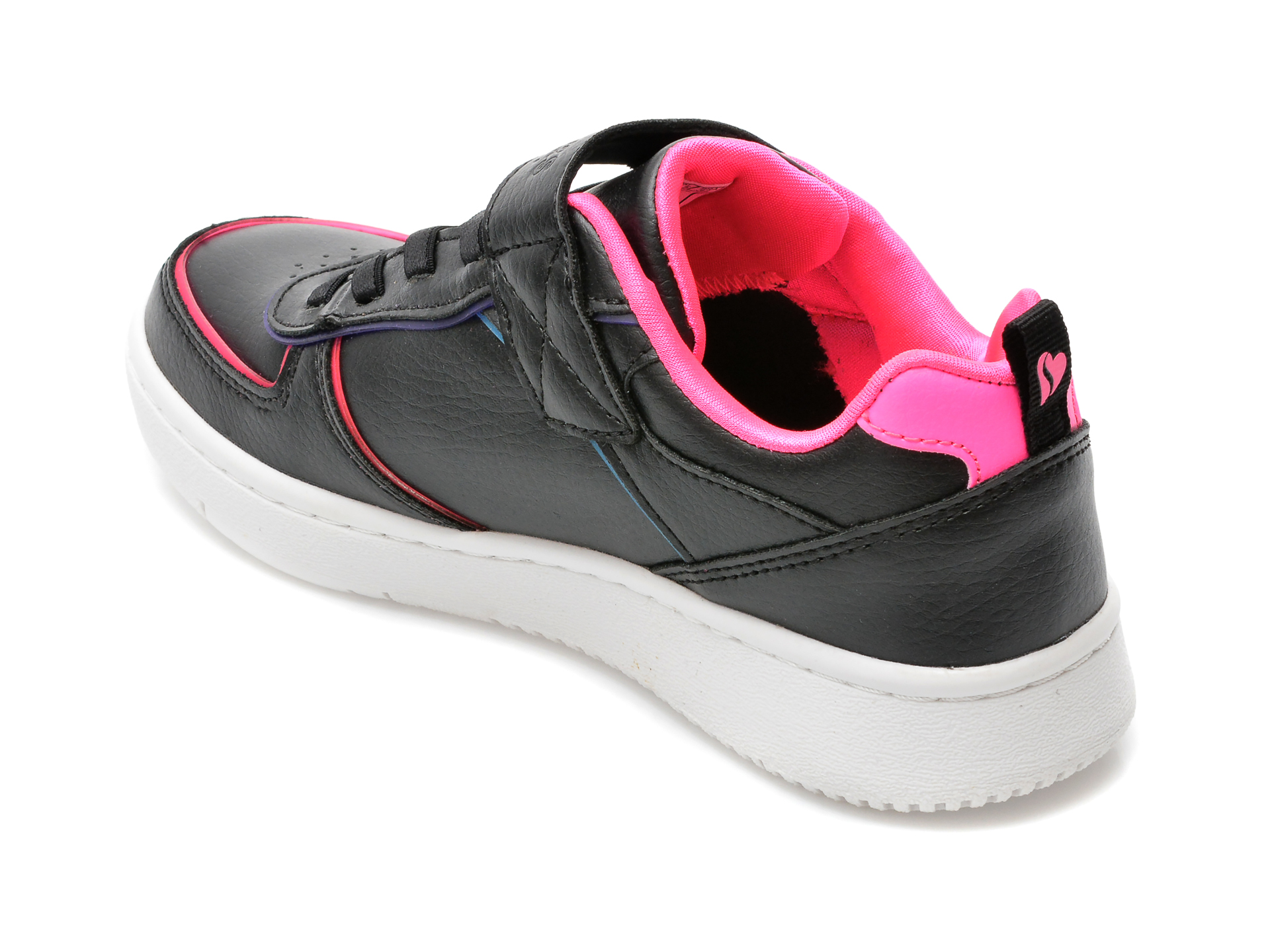 Pantofi sport SKECHERS negri, COURT SQUAD, din piele ecologica - 5