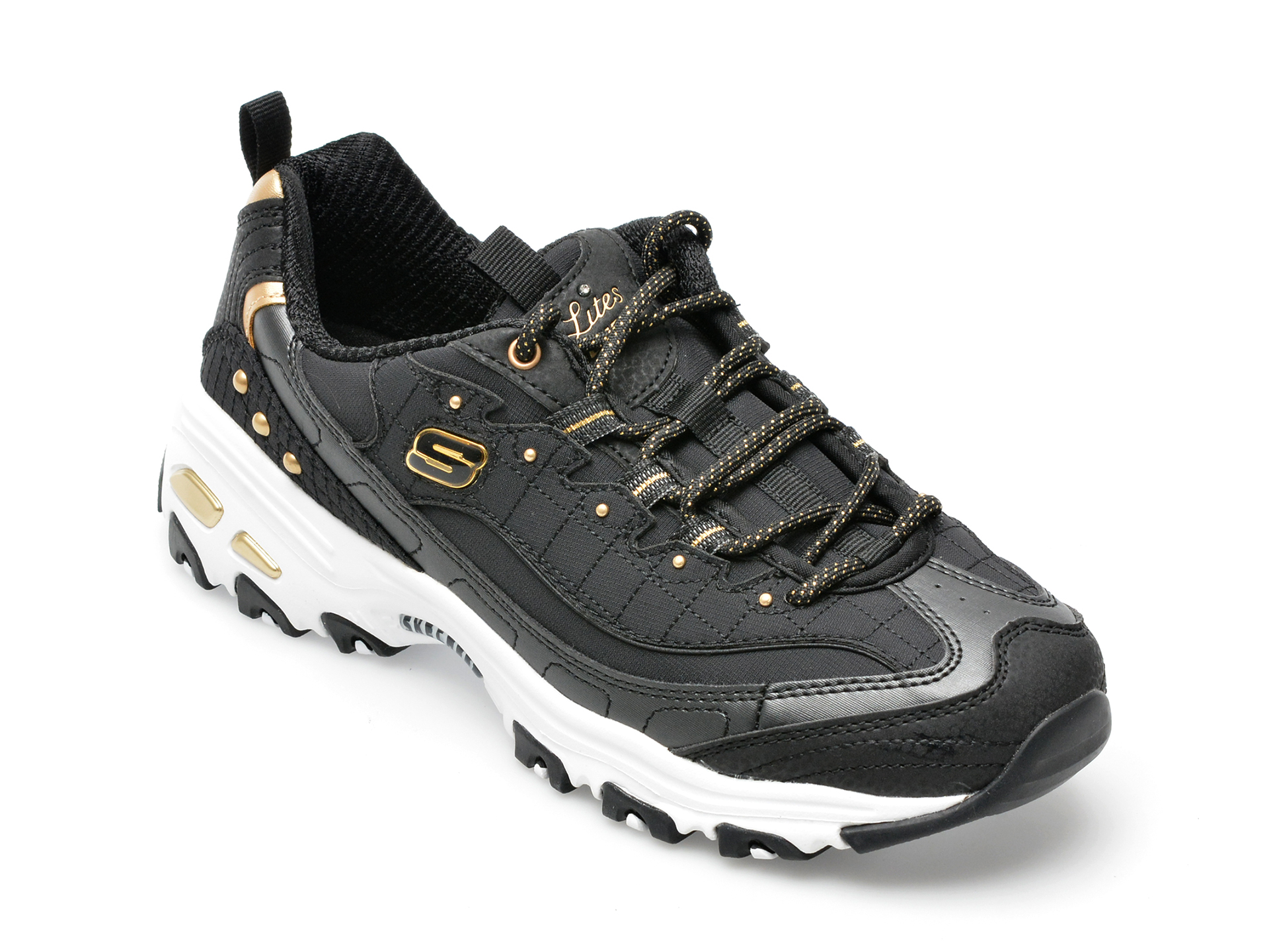 Pantofi sport SKECHERS negri, D LITES, din piele ecologica /femei/pantofi imagine super redus 2022