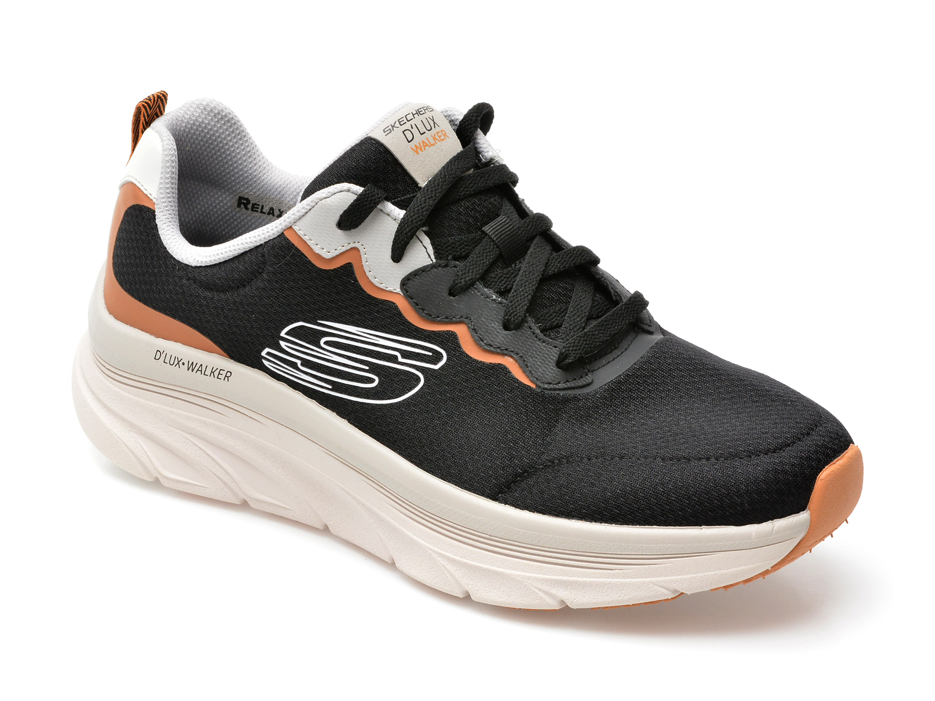 Pantofi sport SKECHERS negri, D LUX WALKER, din material textil si piele ecologica /barbati/pantofi