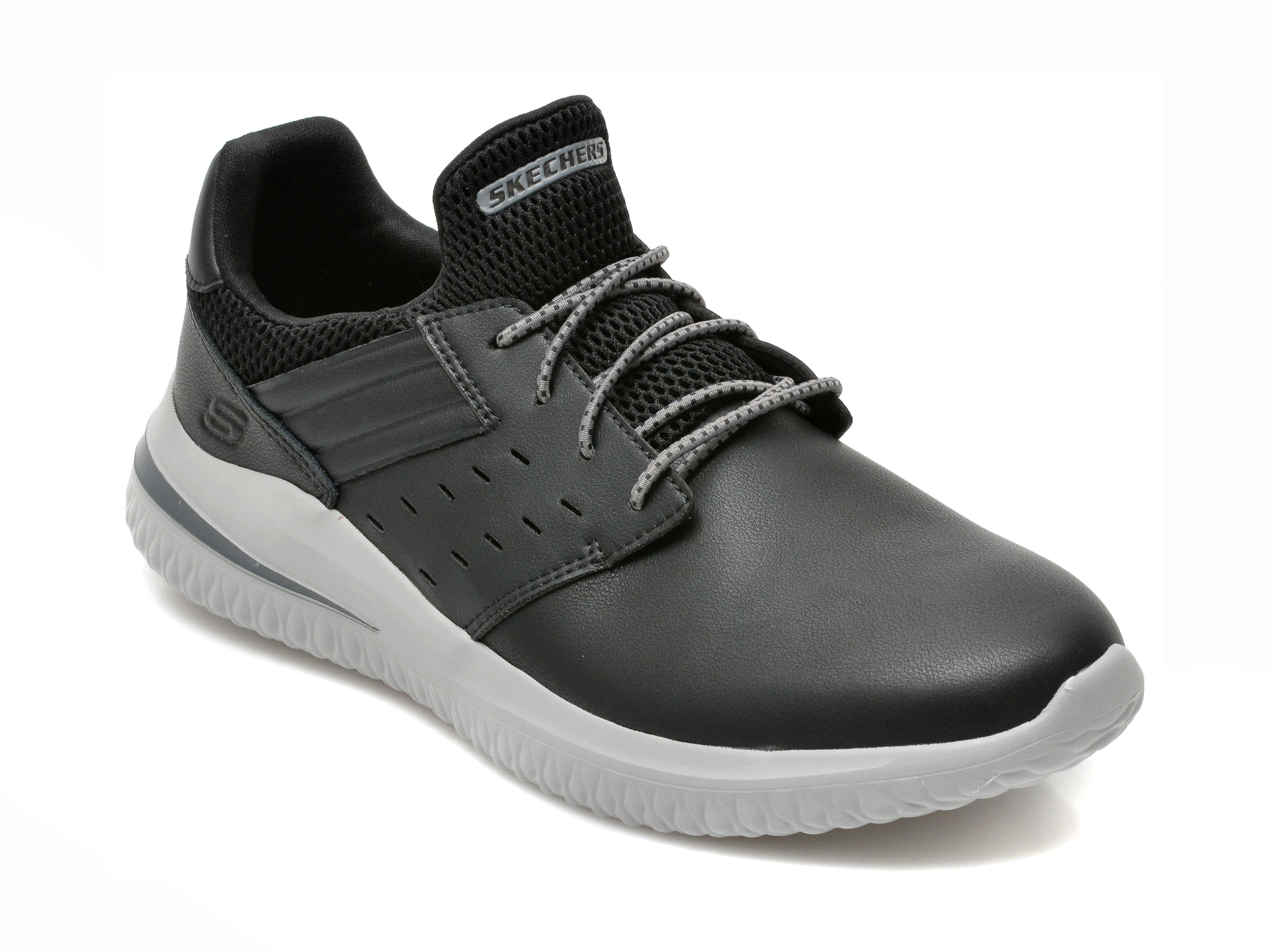 Pantofi sport SKECHERS negri, DELSON 3.0, din material textil si piele naturala otter.ro imagine 2022 reducere