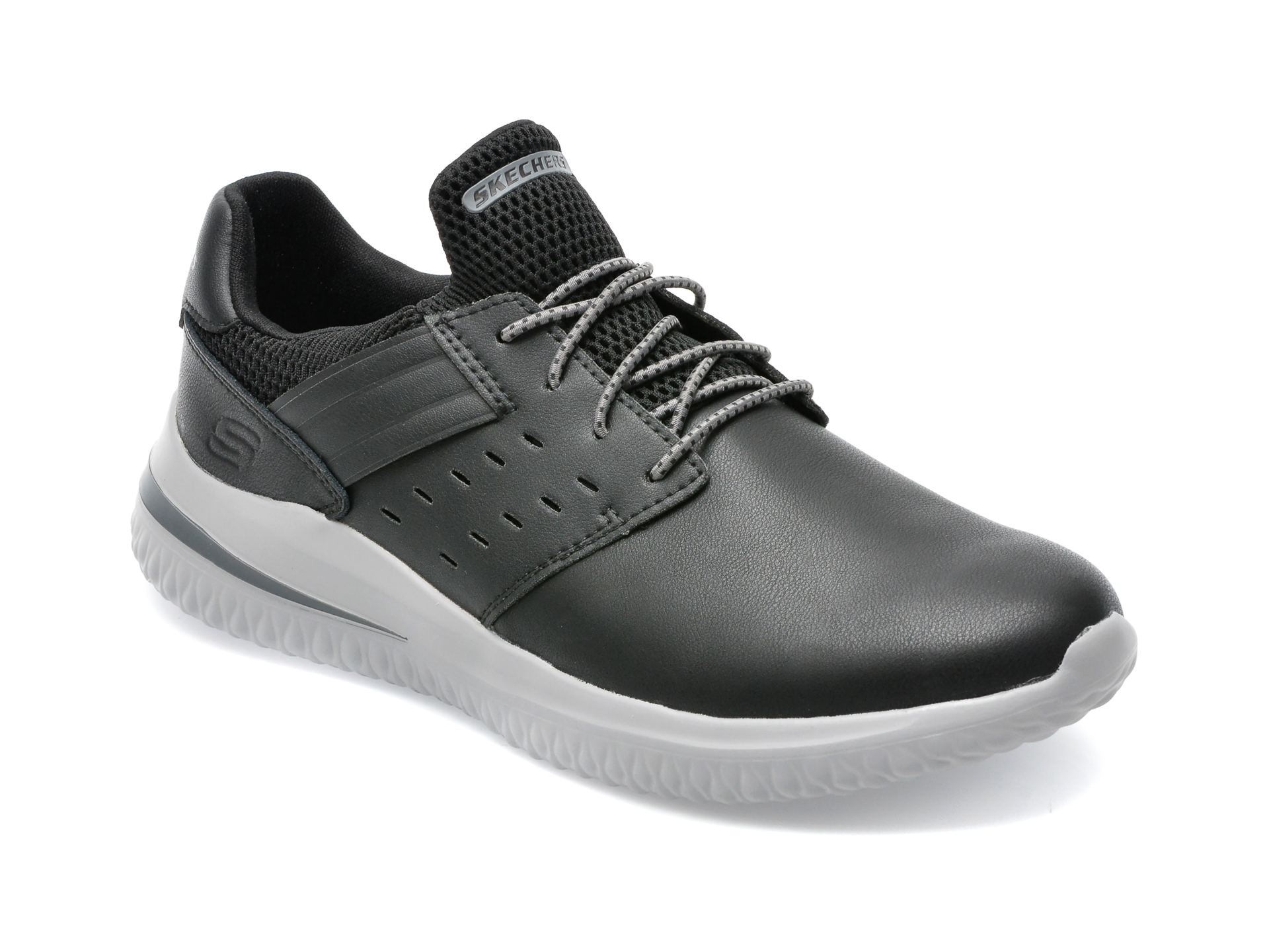 Pantofi sport SKECHERS negri, DELSON 3.0, din piele naturala /barbati/pantofi imagine noua