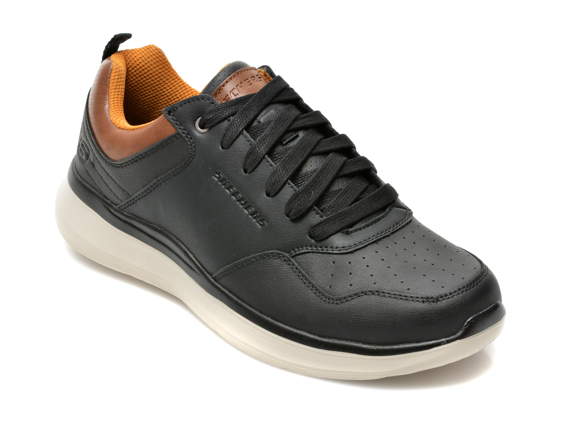 Pantofi sport SKECHERS negri, DELSON, din piele naturala otter.ro