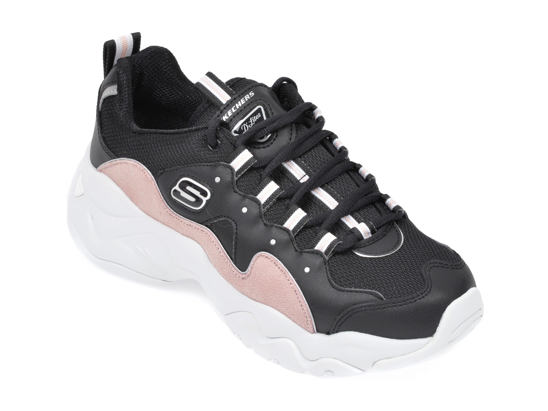 Pantofi sport SKECHERS negri, Dlites 3.0 Zenway, din material textil si piele naturala