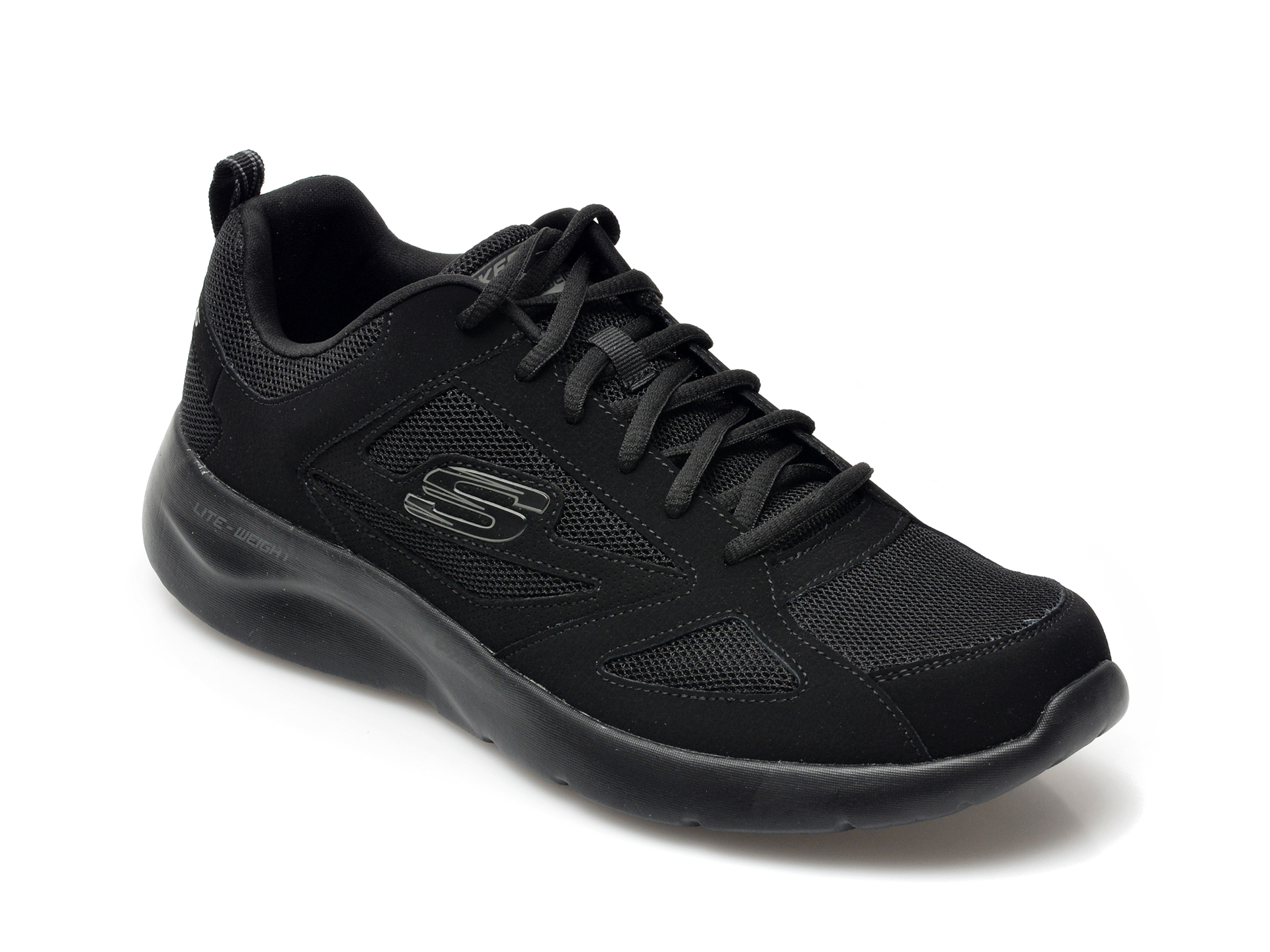 Pantofi sport SKECHERS negri, DYNAMIGHT 2, din material textil si piele naturala otter.ro
