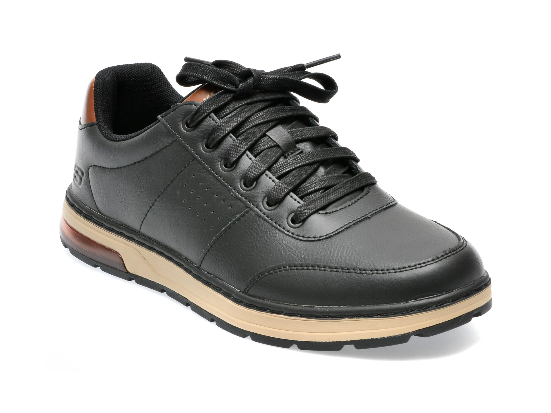 Pantofi sport SKECHERS negri, EVENSTON, din piele naturala /barbati/pantofi imagine noua