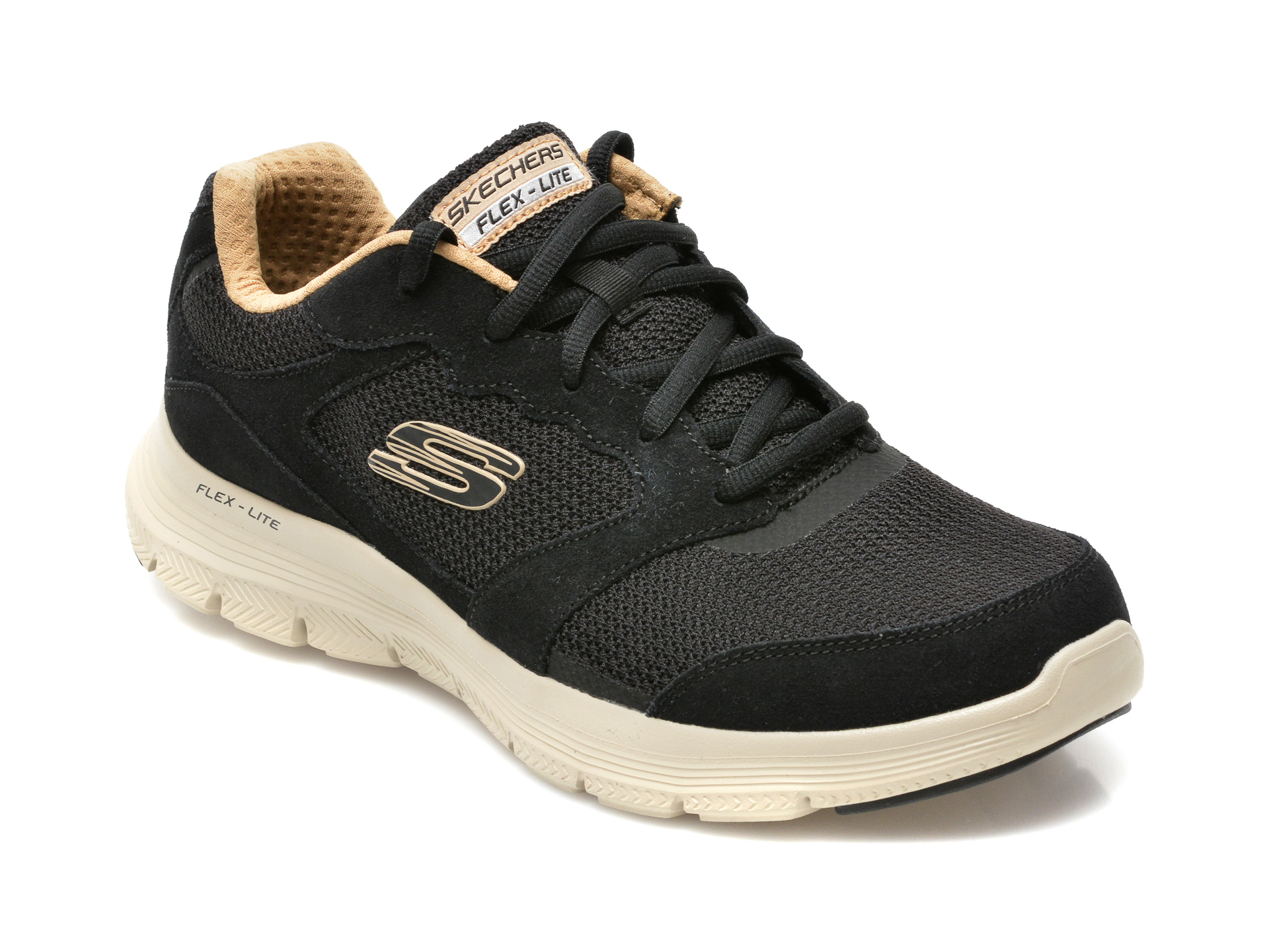 Pantofi sport SKECHERS negri, FLEX ADVANTAGE 4.0, din material textil si piele naturala otter.ro otter.ro