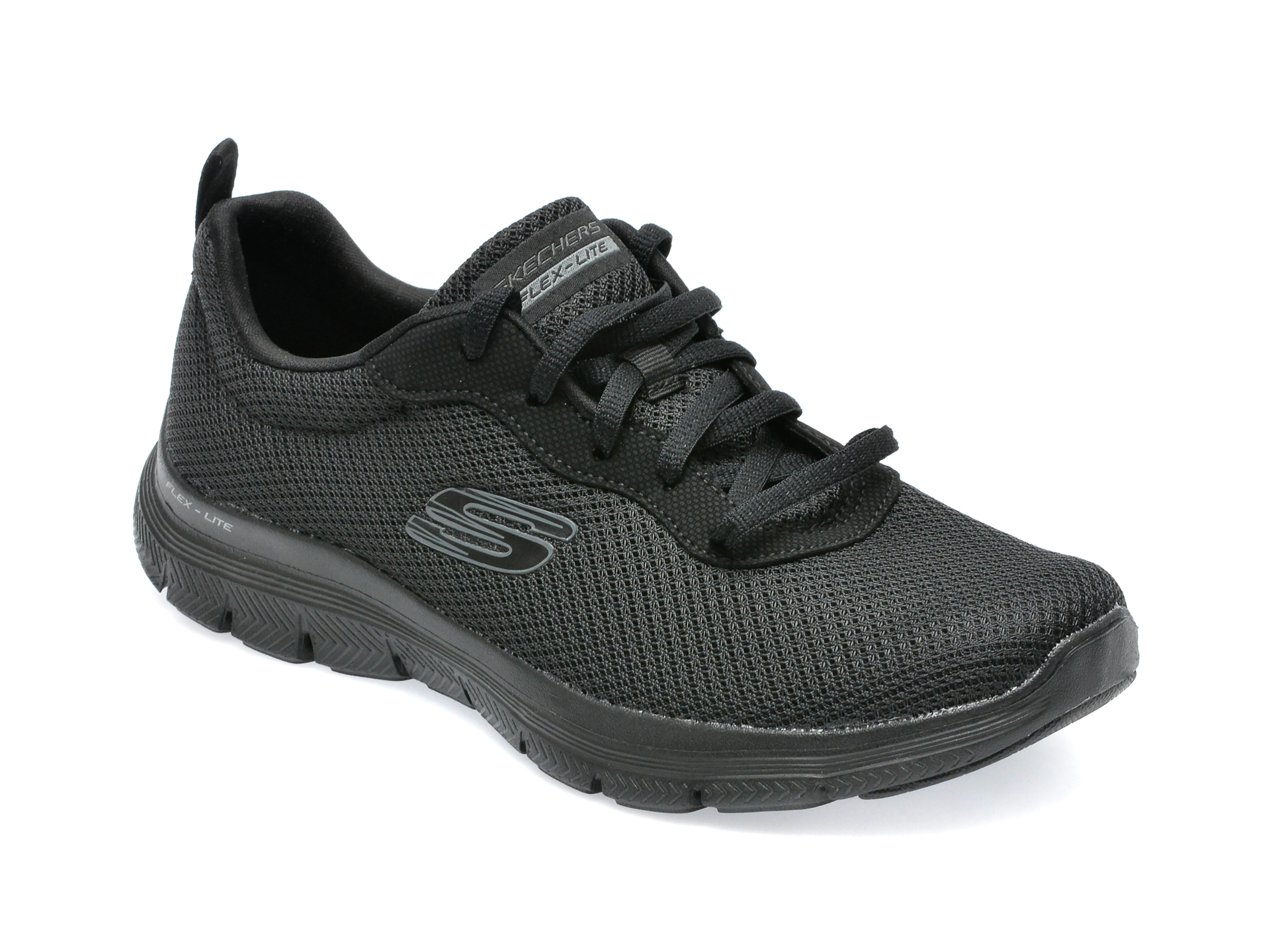 Pantofi sport SKECHERS negri, FLEX APPEAL 4.0, din material textil /femei/pantofi imagine noua