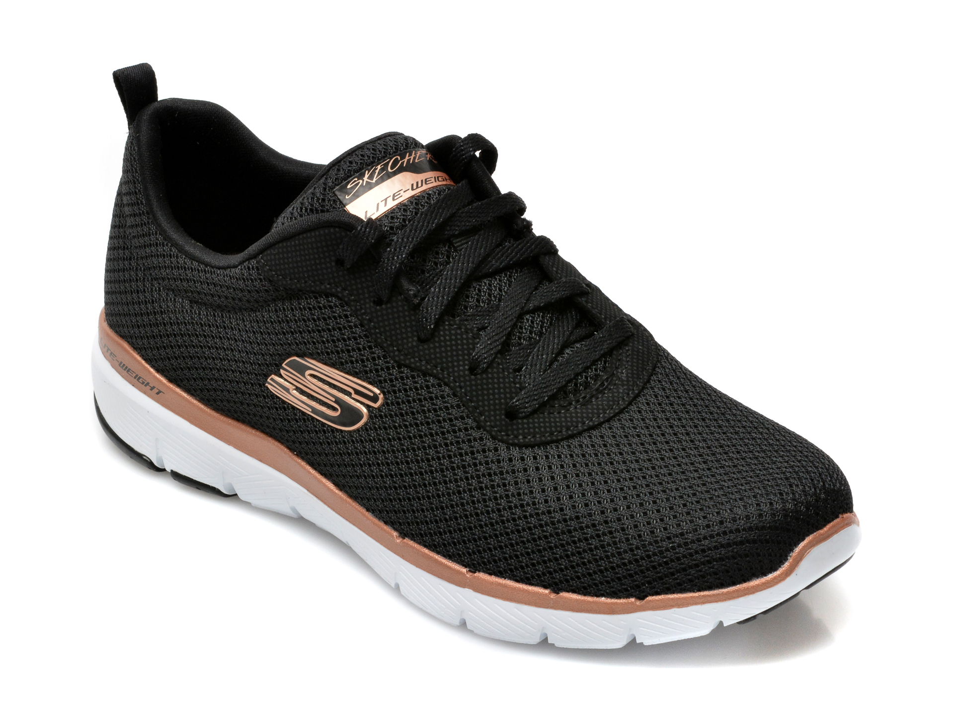 Pantofi sport SKECHERS negri, FLEX APPEAL, din material textil otter imagine noua