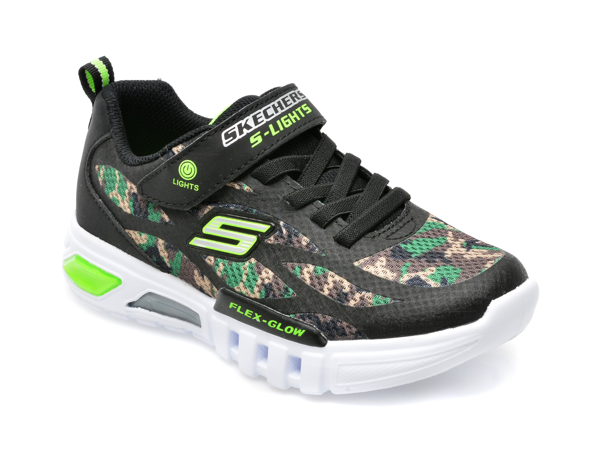 Pantofi sport SKECHERS negri, FLEX-GLOW, din material textil si piele ecologica /copii/incaltaminte imagine super redus 2022