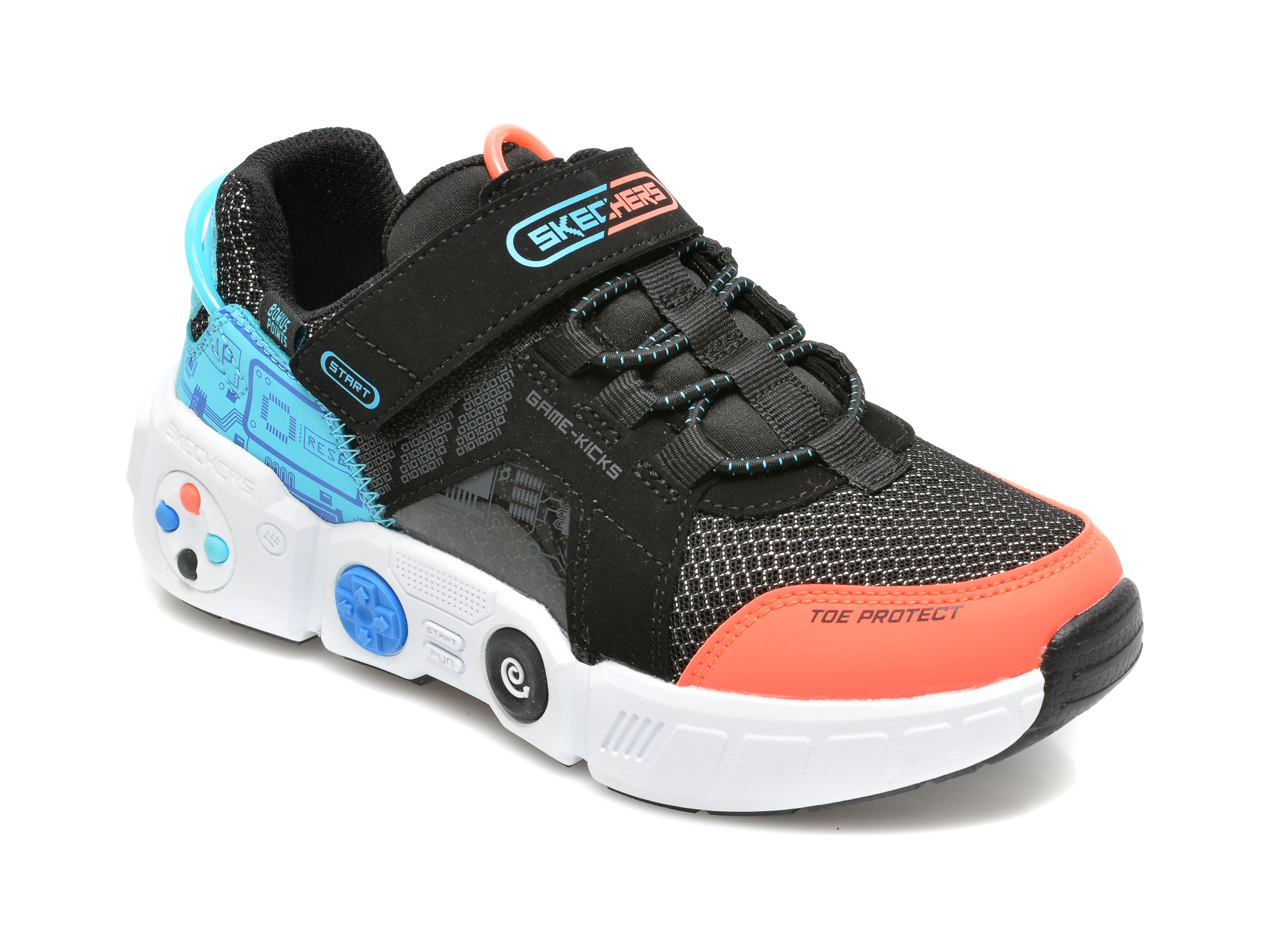 Pantofi sport SKECHERS negri, GAMETRONIX, din material textil si piele ecologica otter.ro