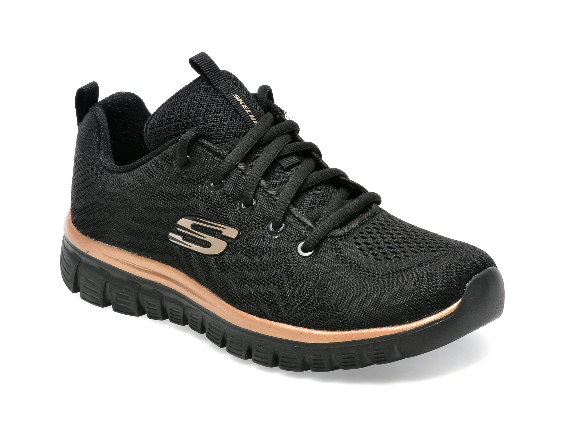 Pantofi sport SKECHERS negri, GRACEFUL, din material textil