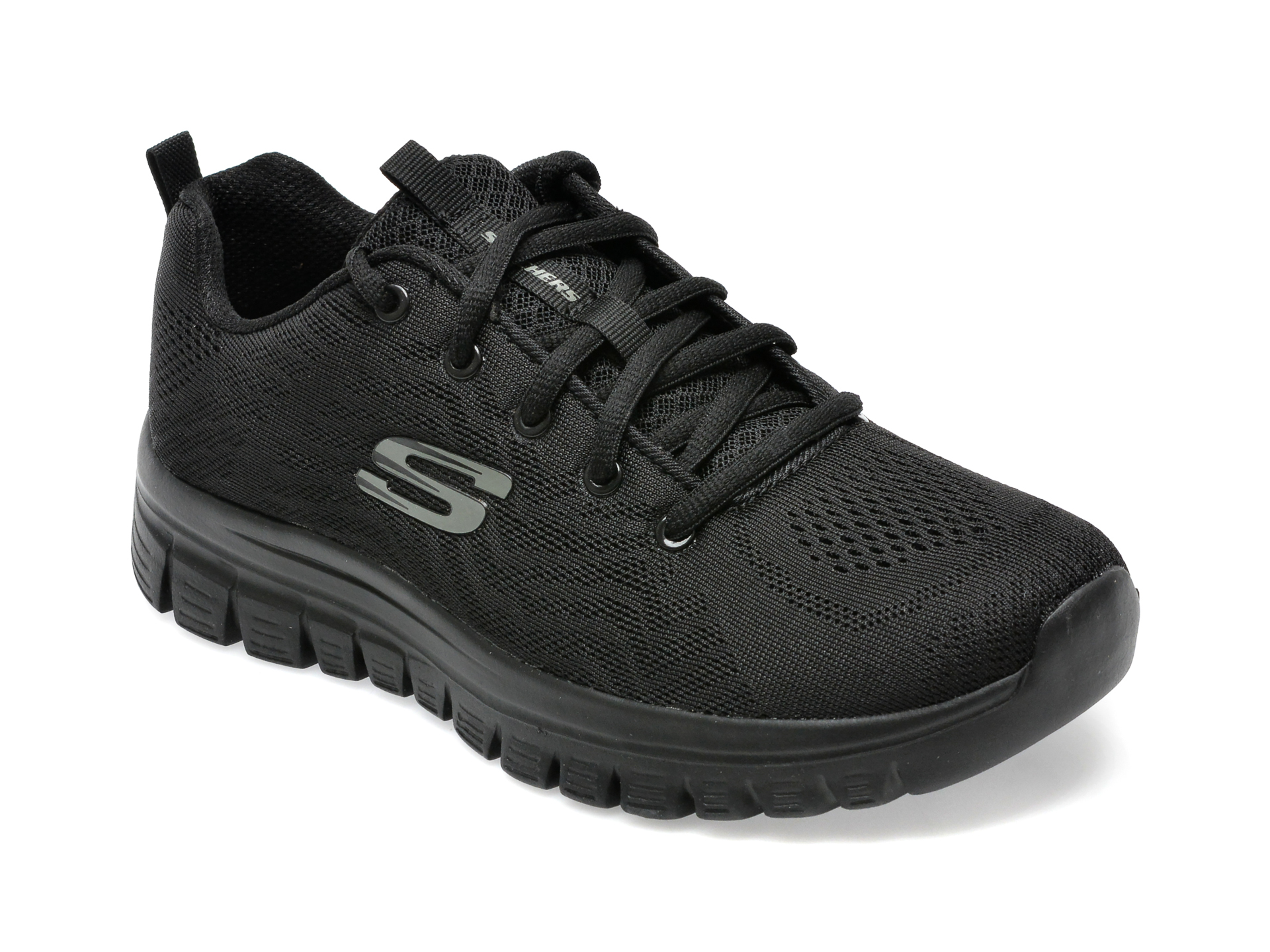 Pantofi sport SKECHERS negri, GRACEFUL, din material textil /femei/pantofi
