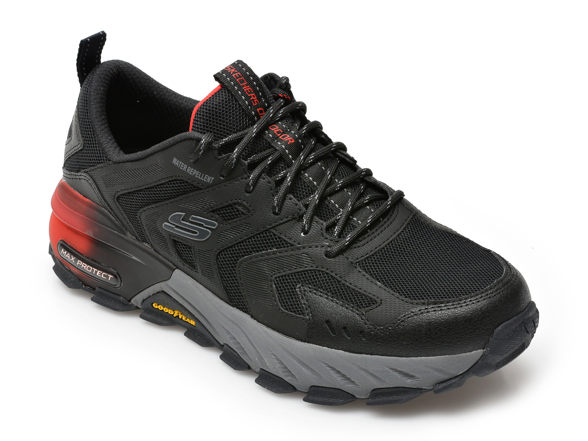Pantofi sport SKECHERS negri, MAX PROTECT, din material textil si piele ecologica otter.ro imagine 2022 reducere