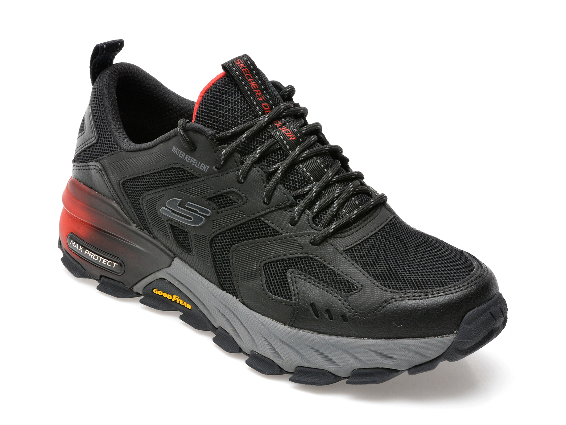 Pantofi sport SKECHERS negri, MAX PROTECT , din piele naturala si piele ecologica /barbati/pantofi imagine noua