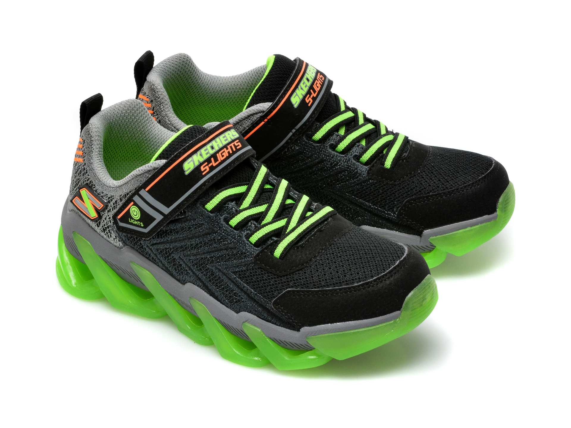 Pantofi sport SKECHERS negri, Mega-Surge, din material textil si piele ecologica - 4