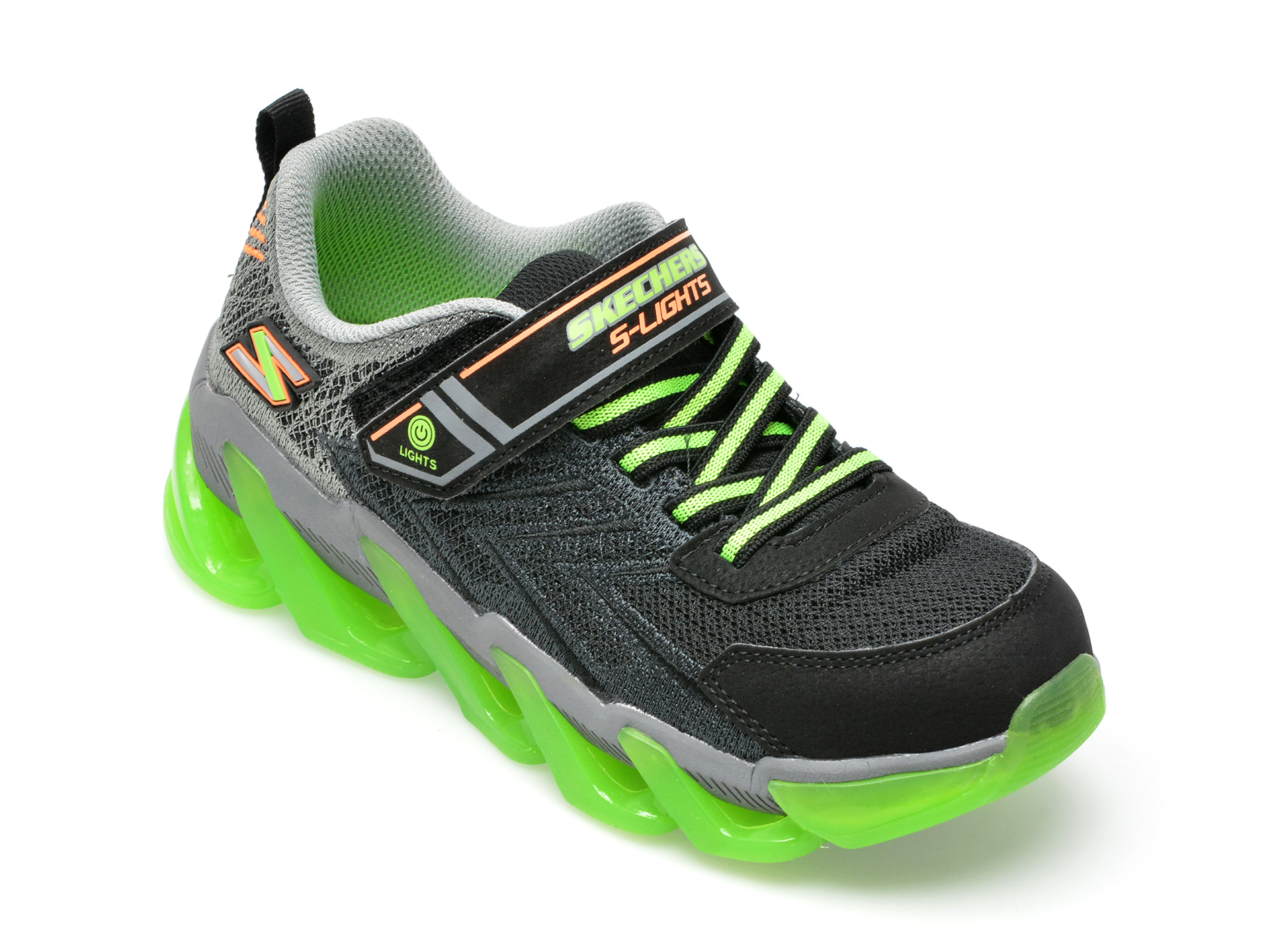Pantofi sport SKECHERS negri, MEGA-SURGE, din material textil si piele ecologica /copii/incaltaminte