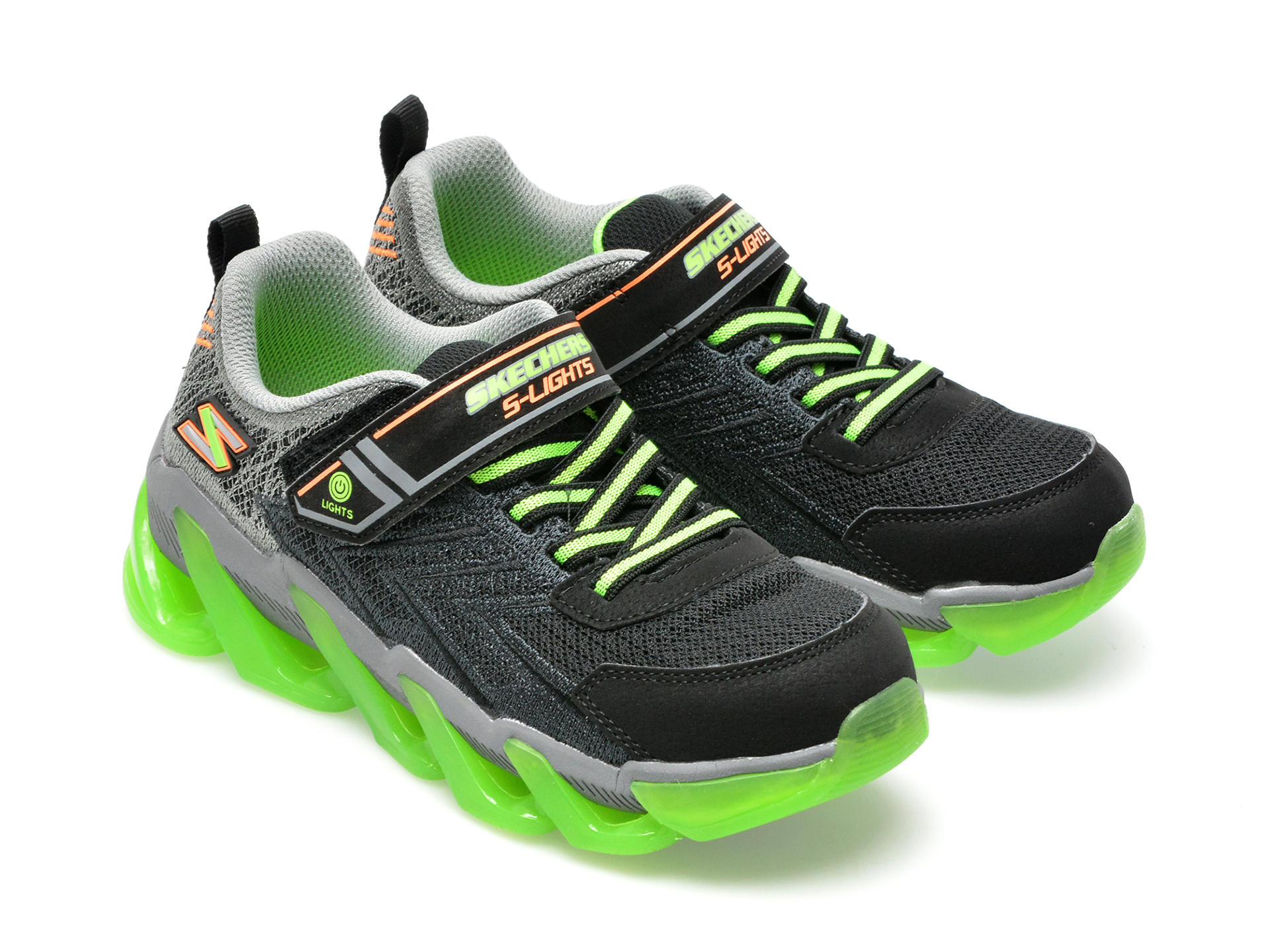 Pantofi sport SKECHERS negri, MEGA-SURGE, din material textil si piele ecologica - 4