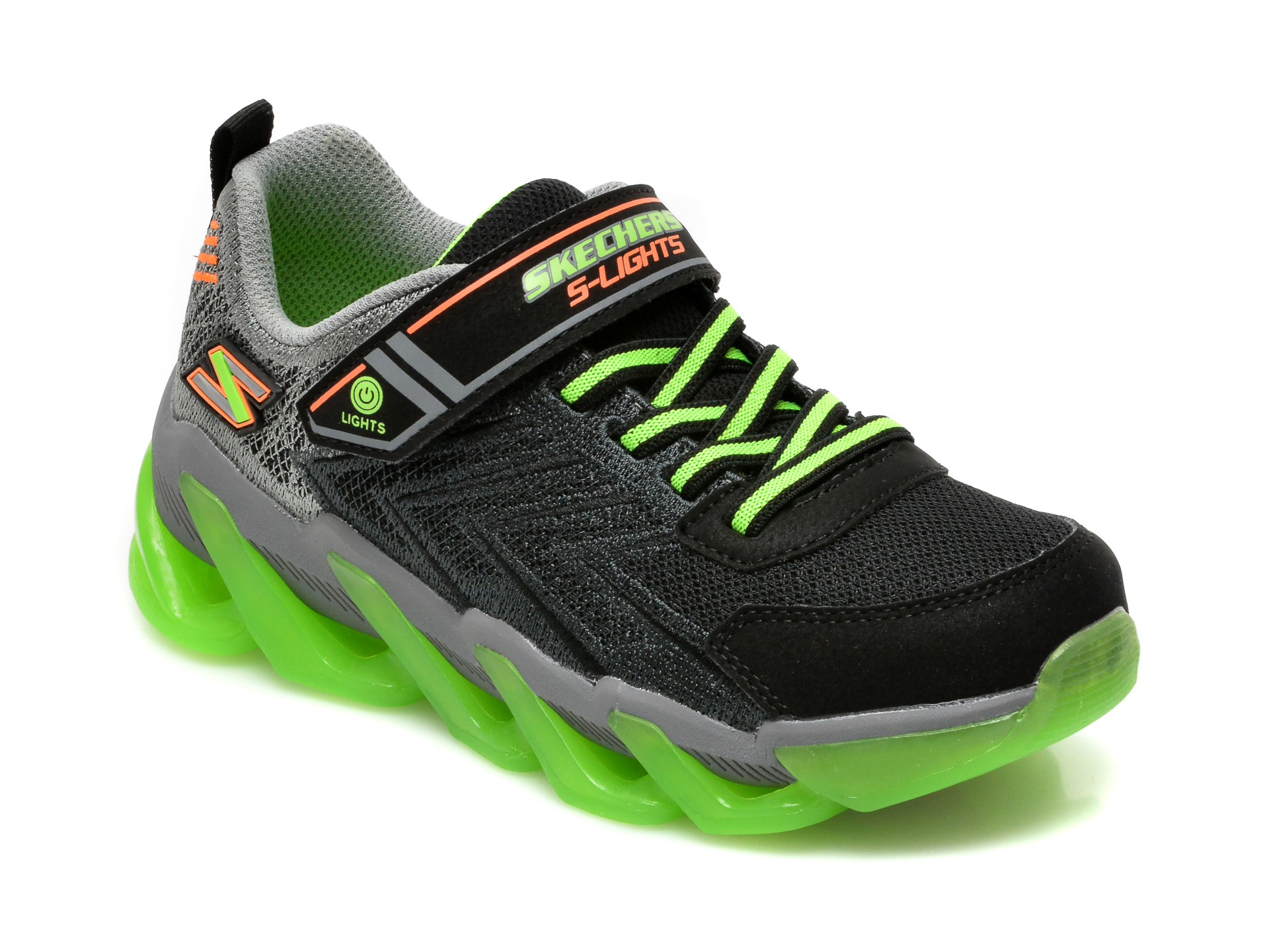 Pantofi sport SKECHERS negri, MEGA-SURGE, din piele ecologica /copii/incaltaminte