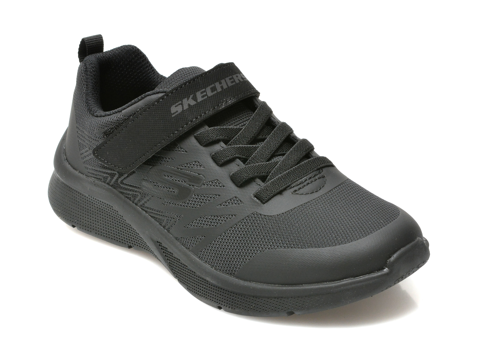 Pantofi sport SKECHERS negri, MICROSPEC, din material textil imagine reduceri black friday 2021 /copii/incaltaminte