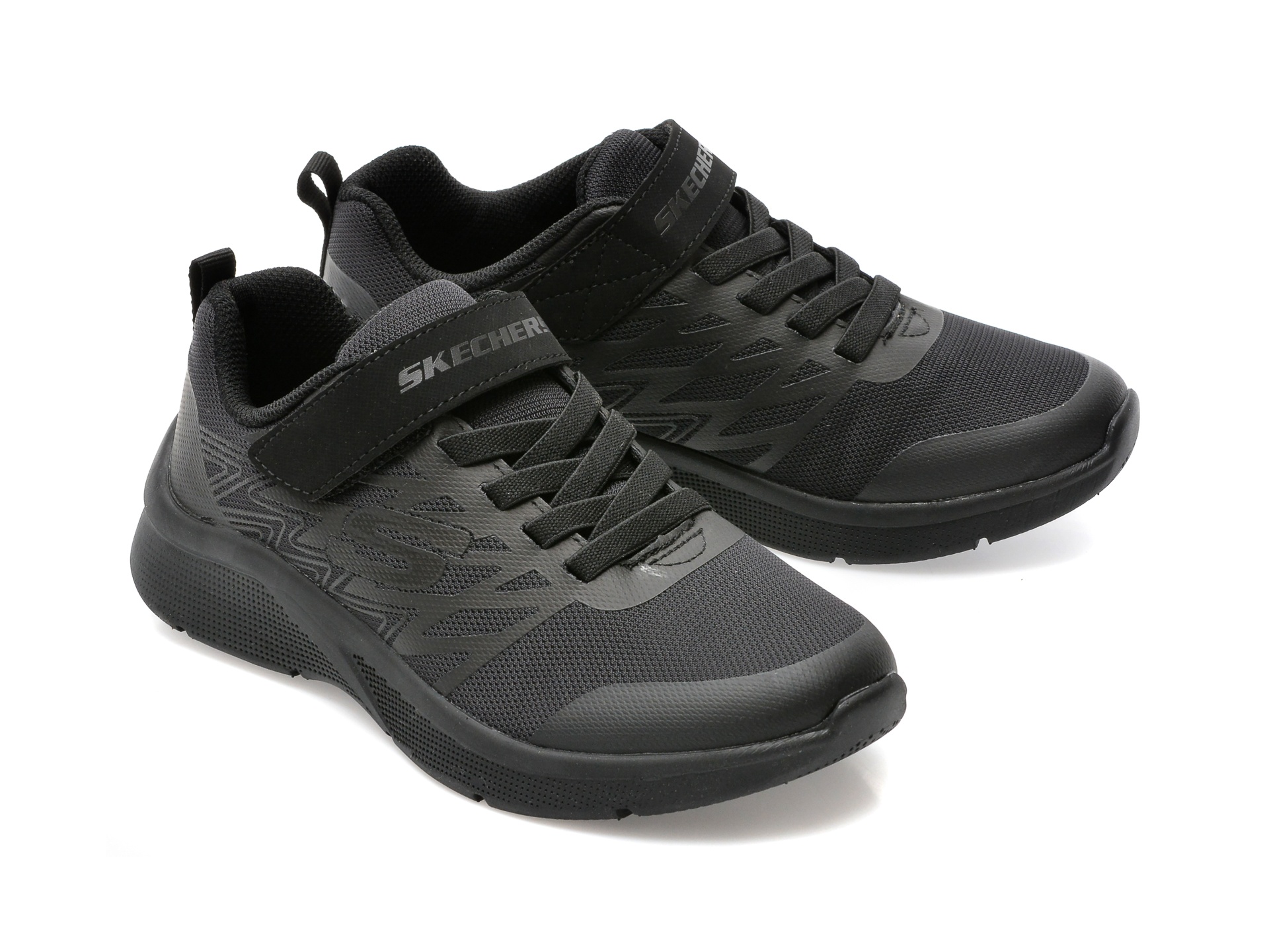 Pantofi sport SKECHERS negri, MICROSPEC , din material textil si piele ecologica - 4