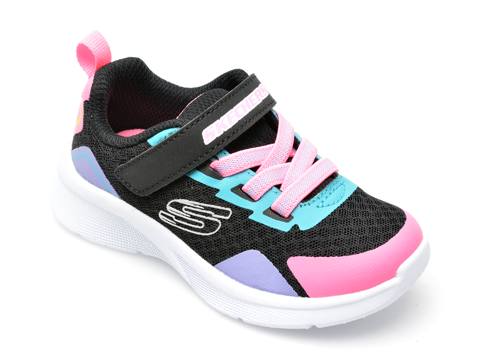 Pantofi sport SKECHERS negri, MICROSPEC, din material textil si piele ecologica /copii/incaltaminte