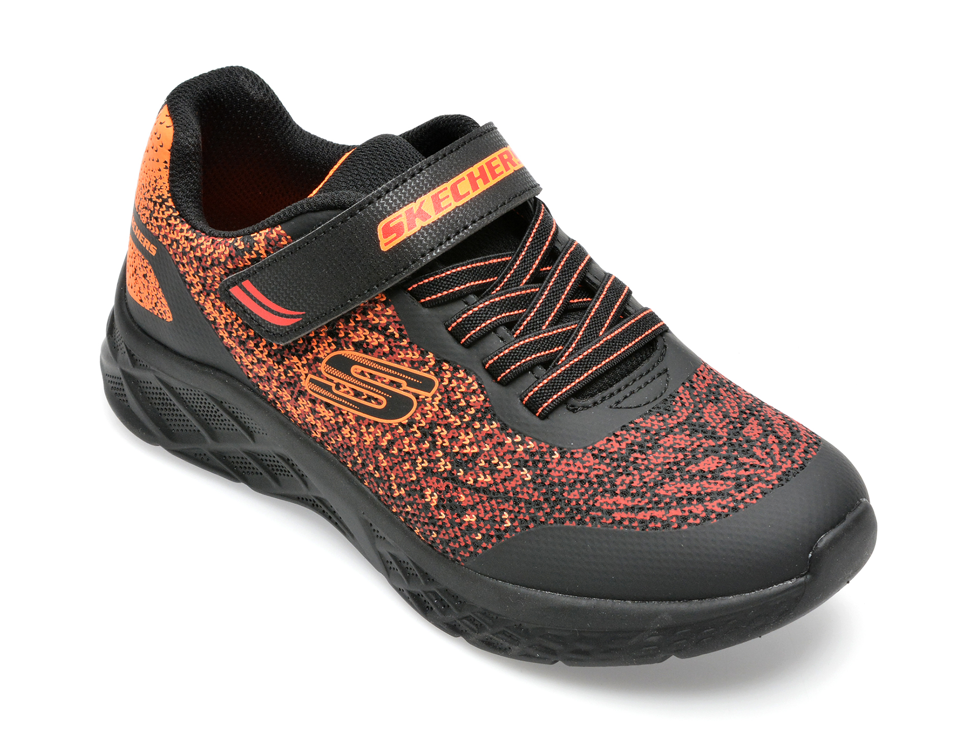 Pantofi sport SKECHERS negri, MICROSPEC II, din piele ecologica /copii/incaltaminte