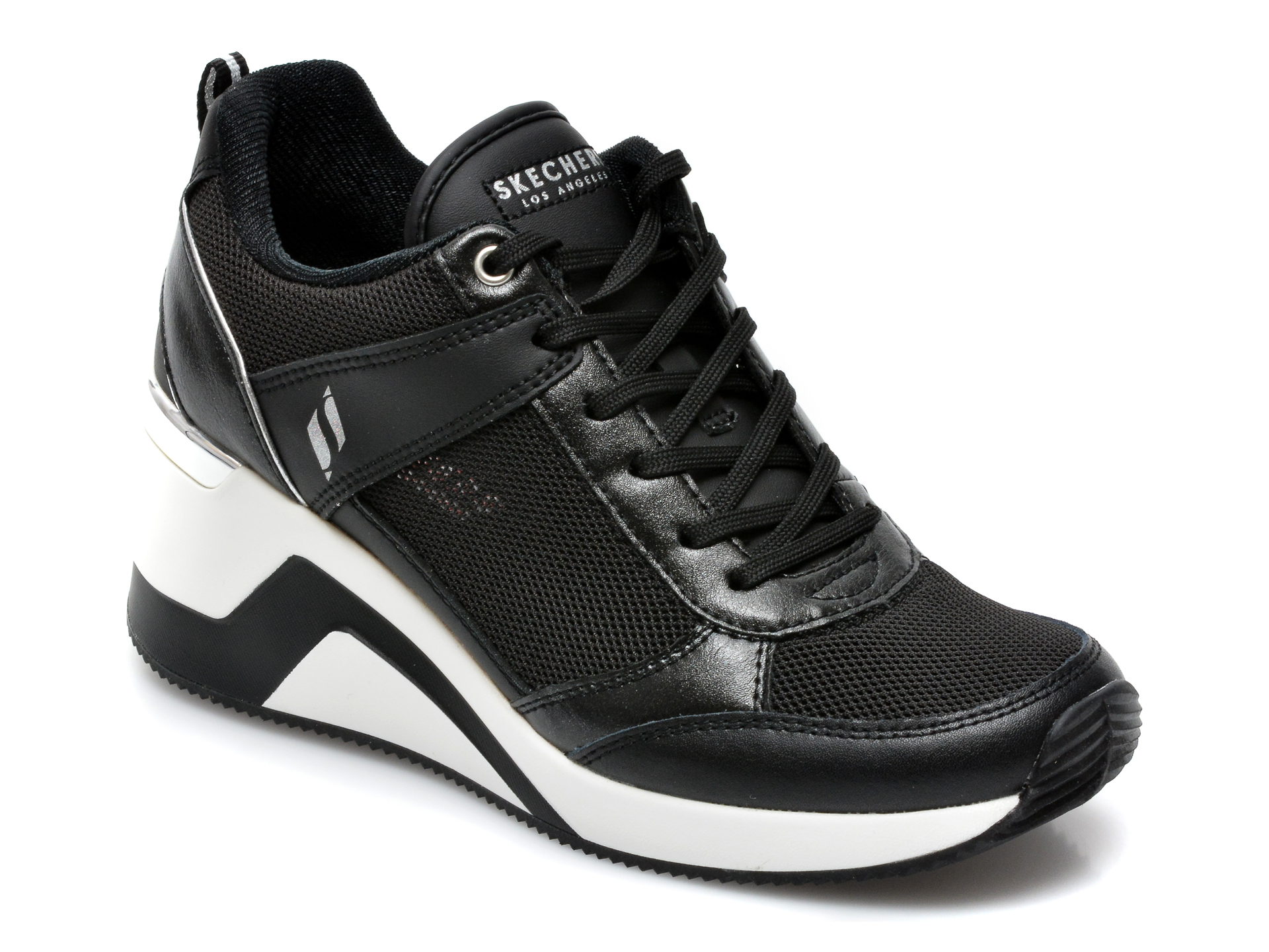 Pantofi sport SKECHERS negri, Million Air Up There, din material textil si piele ecologica otter.ro