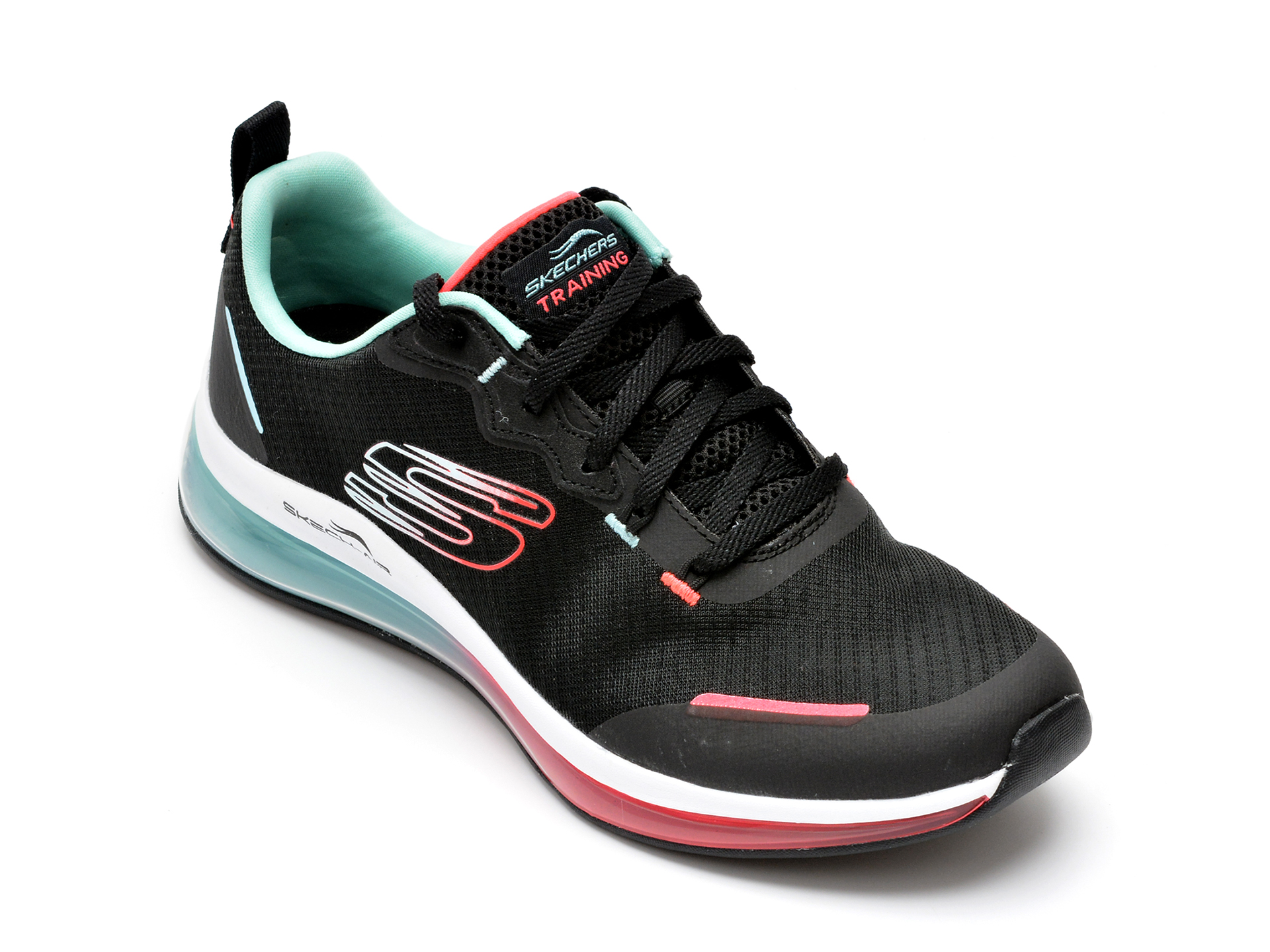 Pantofi sport SKECHERS negri, SKECH-AIR ELEMENT 2, din material textil si piele ecologica /femei/pantofi