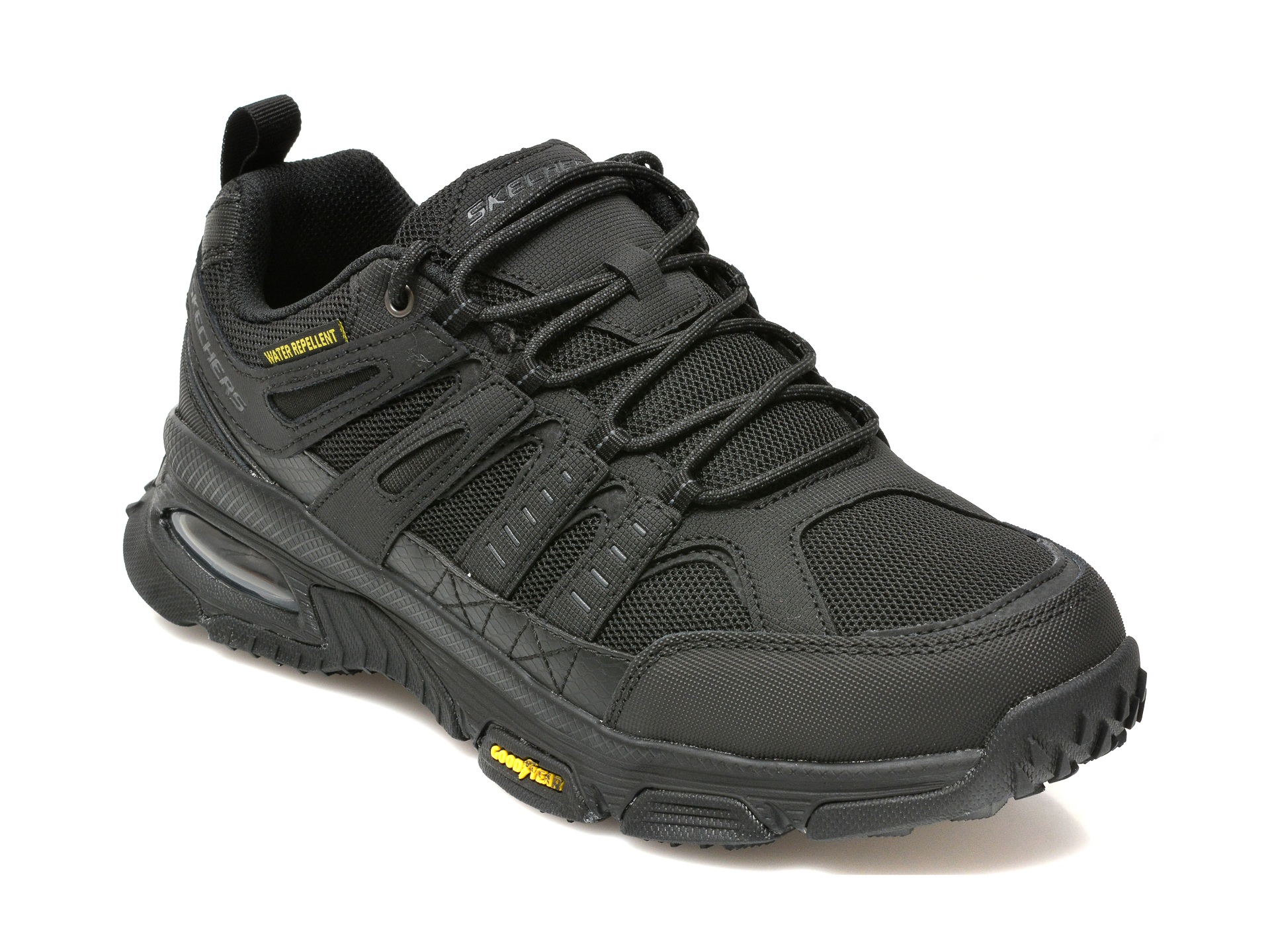 Pantofi sport SKECHERS negri, SKECH-AIR ENVOY, din material textil si piele naturala