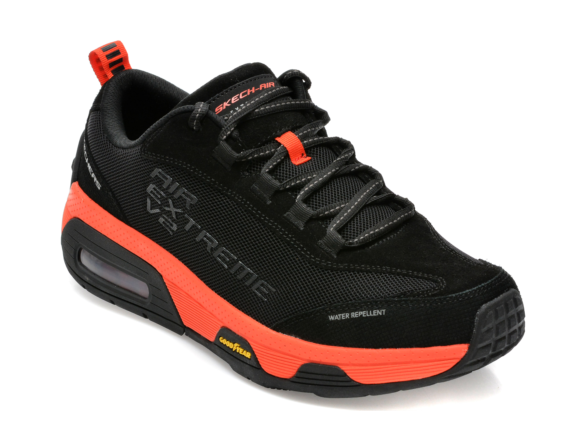 Pantofi sport SKECHERS negri, SKECH-AIR EXTREME V2 , din piele naturala si material textil /barbati/pantofi