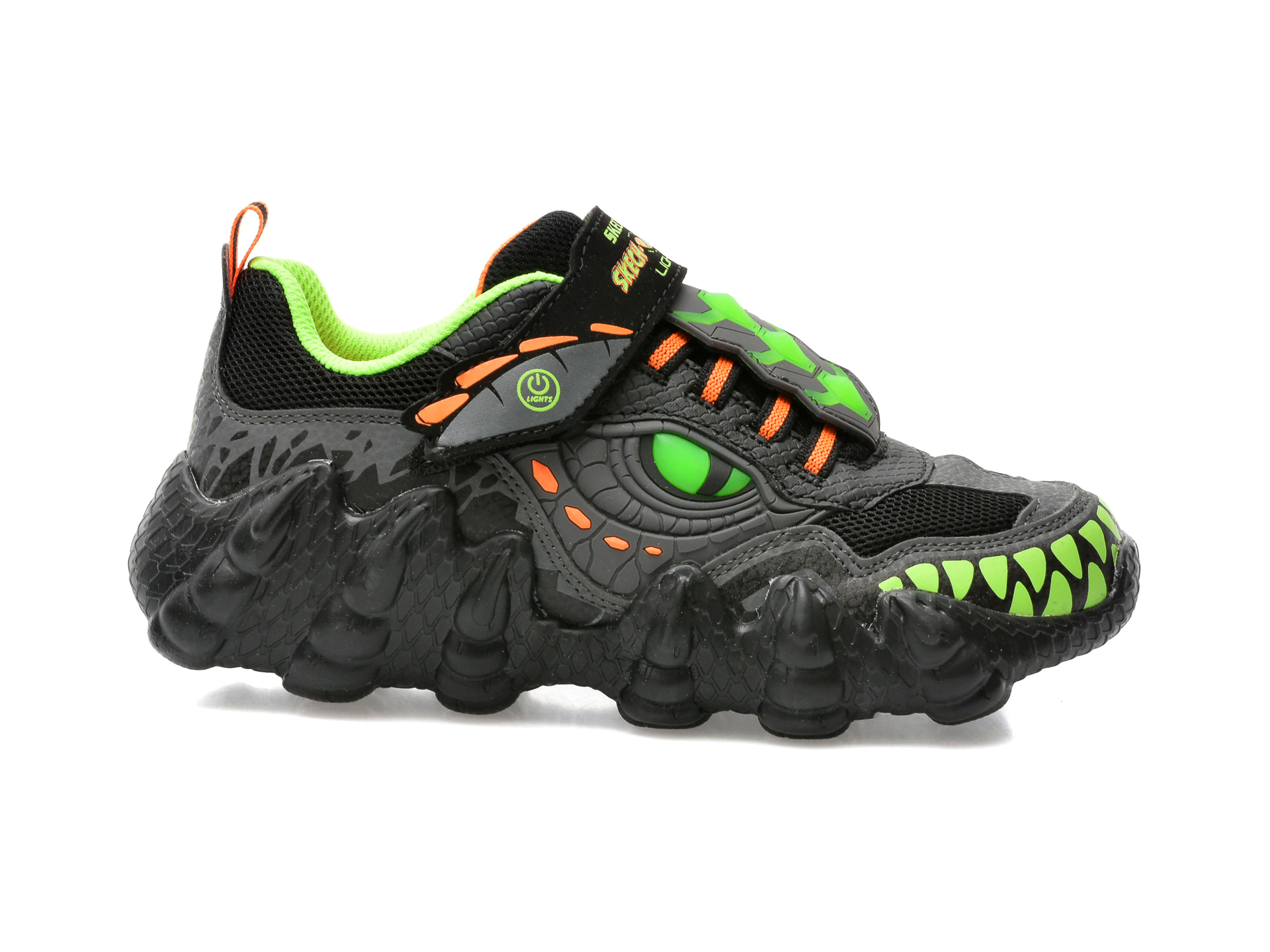 Pantofi sport SKECHERS negri, SKECH-O-SAURUS LIGHTS, din piele ecologica si material textil - 1