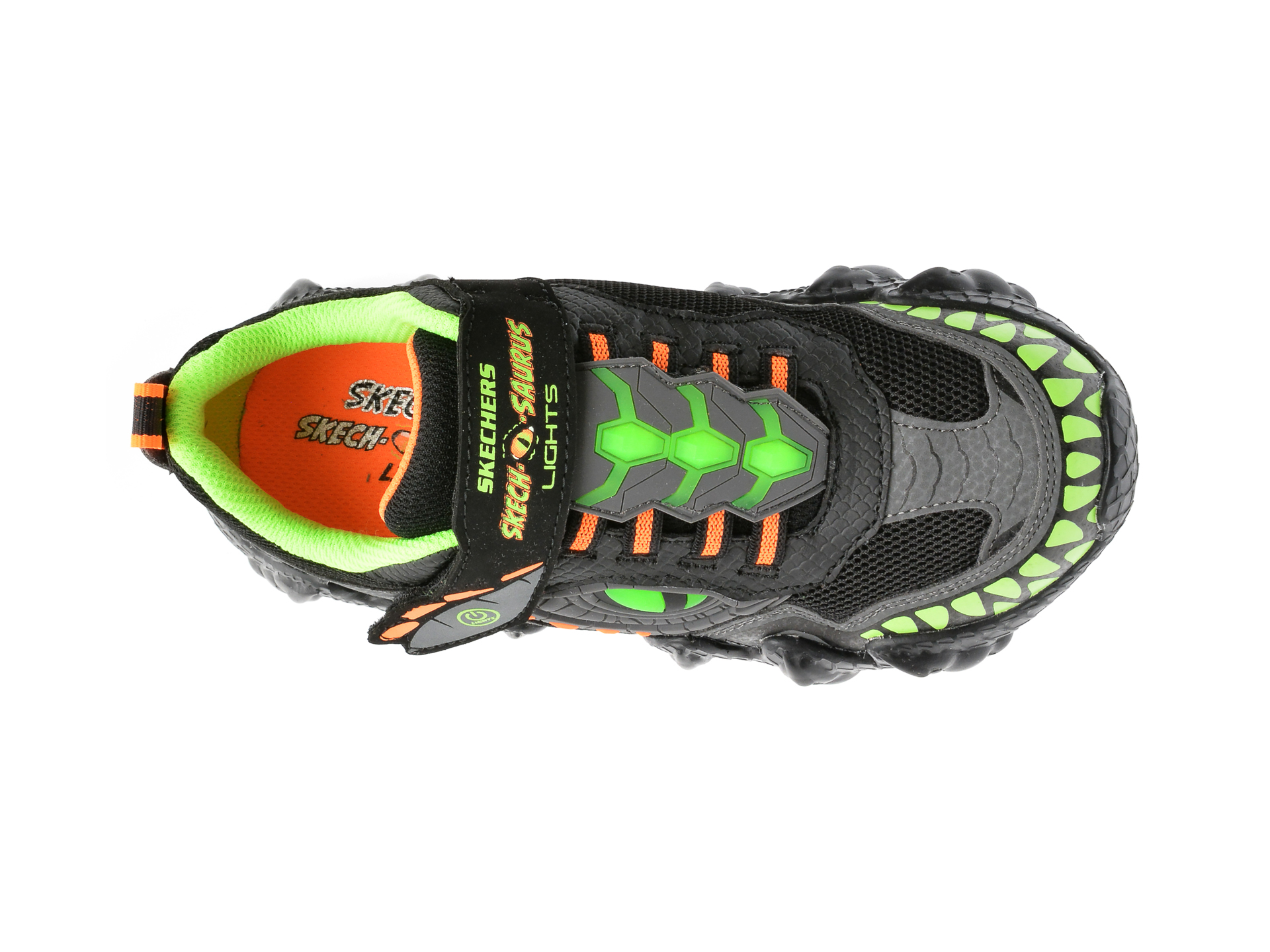 Pantofi sport SKECHERS negri, SKECH-O-SAURUS LIGHTS, din piele ecologica si material textil - 6