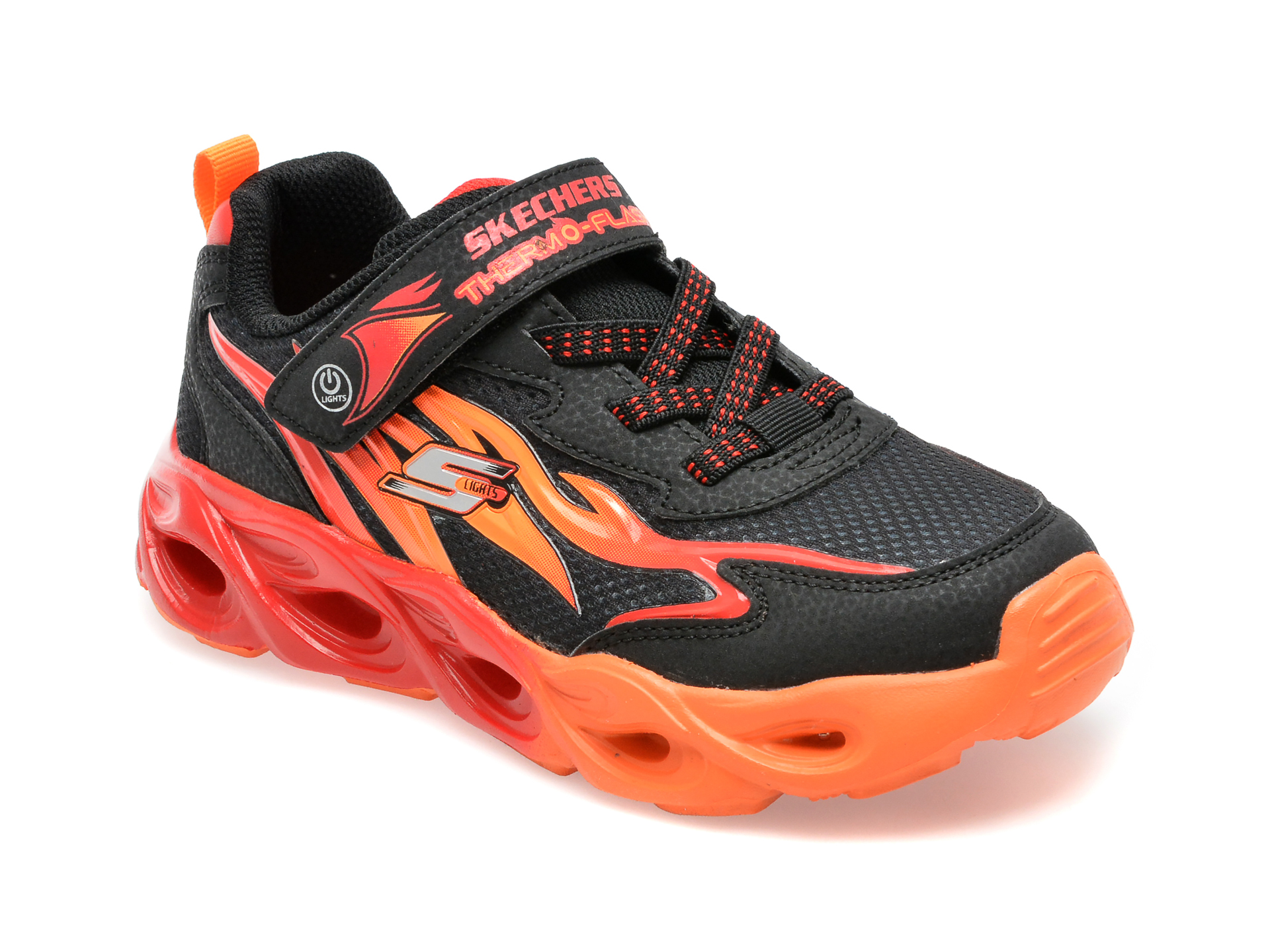 Pantofi sport SKECHERS negri, THERMO-FLASH, din material textil si piele ecologica /copii/incaltaminte imagine super redus 2022