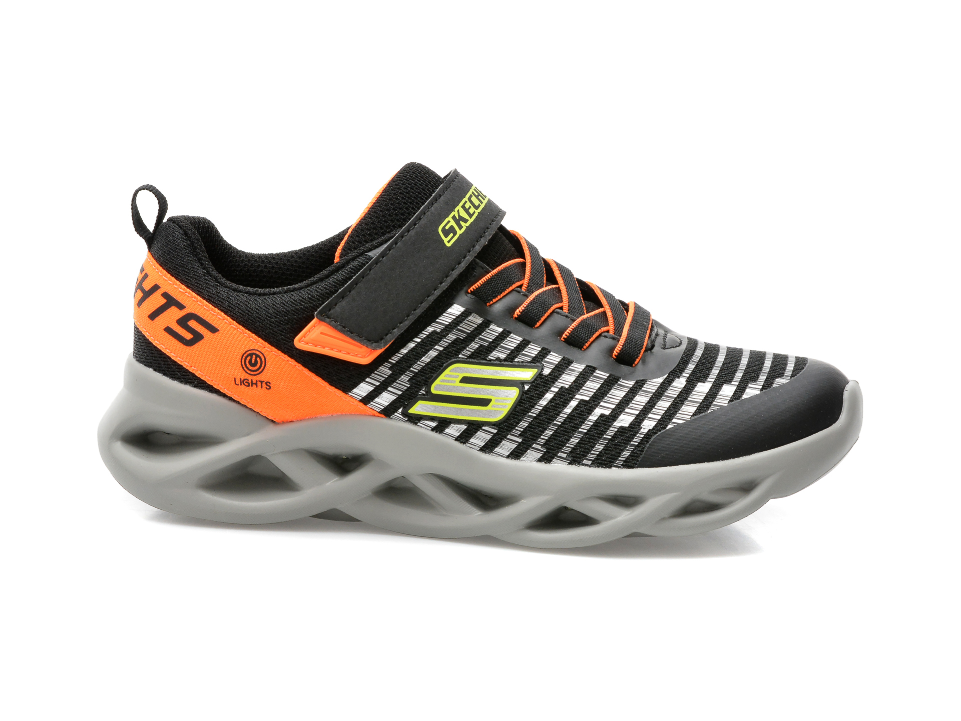 Pantofi sport SKECHERS negri, TWISTY BRIGHTS, din material textil si piele ecologica - 1