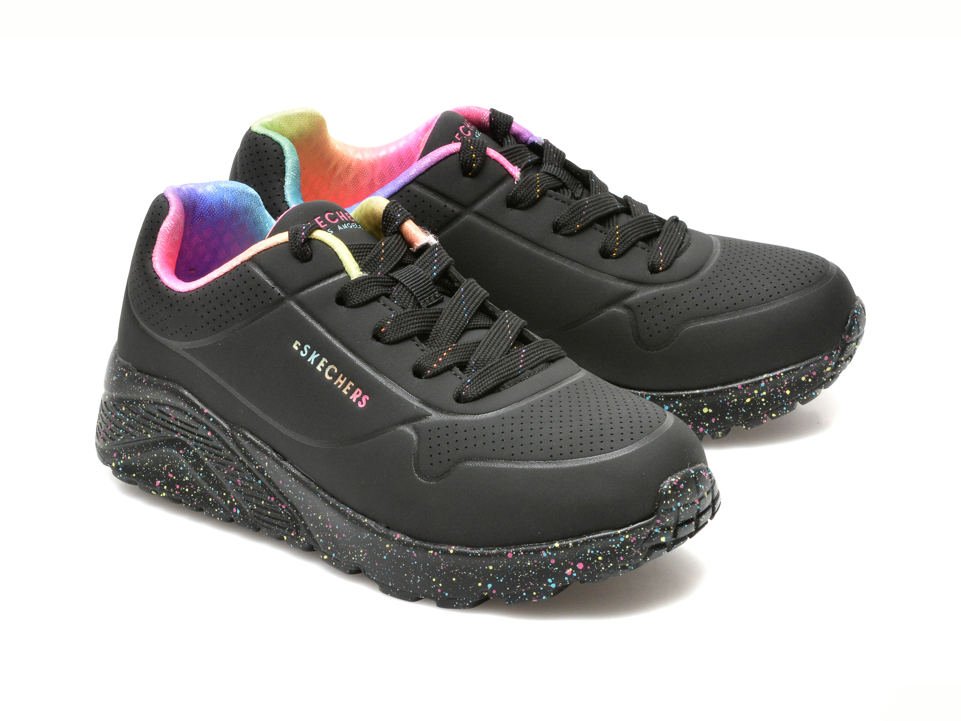 Pantofi sport SKECHERS negri, UNO LITE, din piele ecologica - 4
