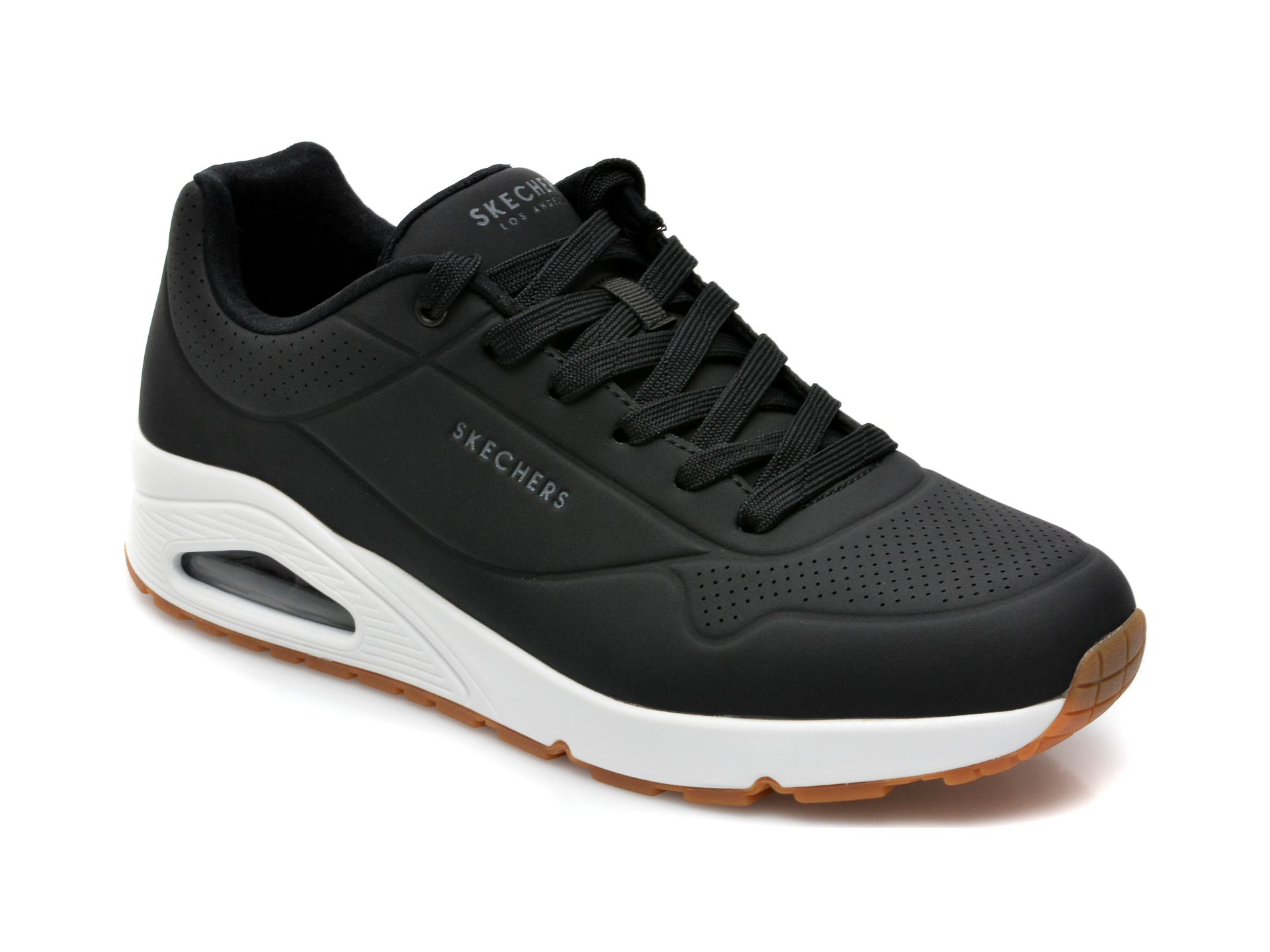 Pantofi sport SKECHERS negri, Uno Stand On Air, din piele ecologica Skechers otter.ro
