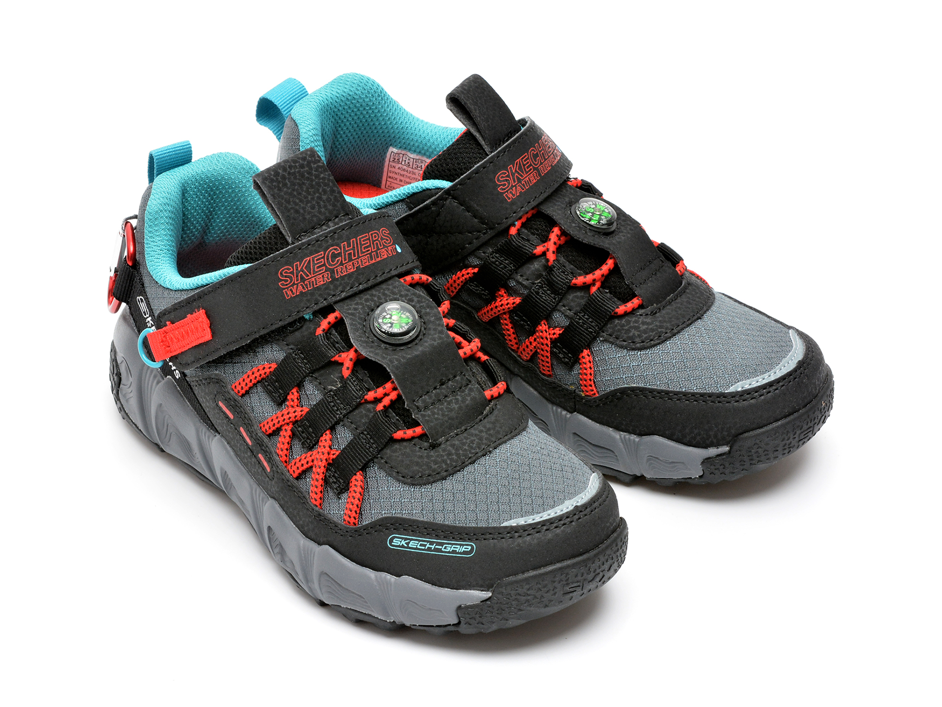 Pantofi sport SKECHERS negri, VELOCITREK, din material textil si piele ecologica - 4