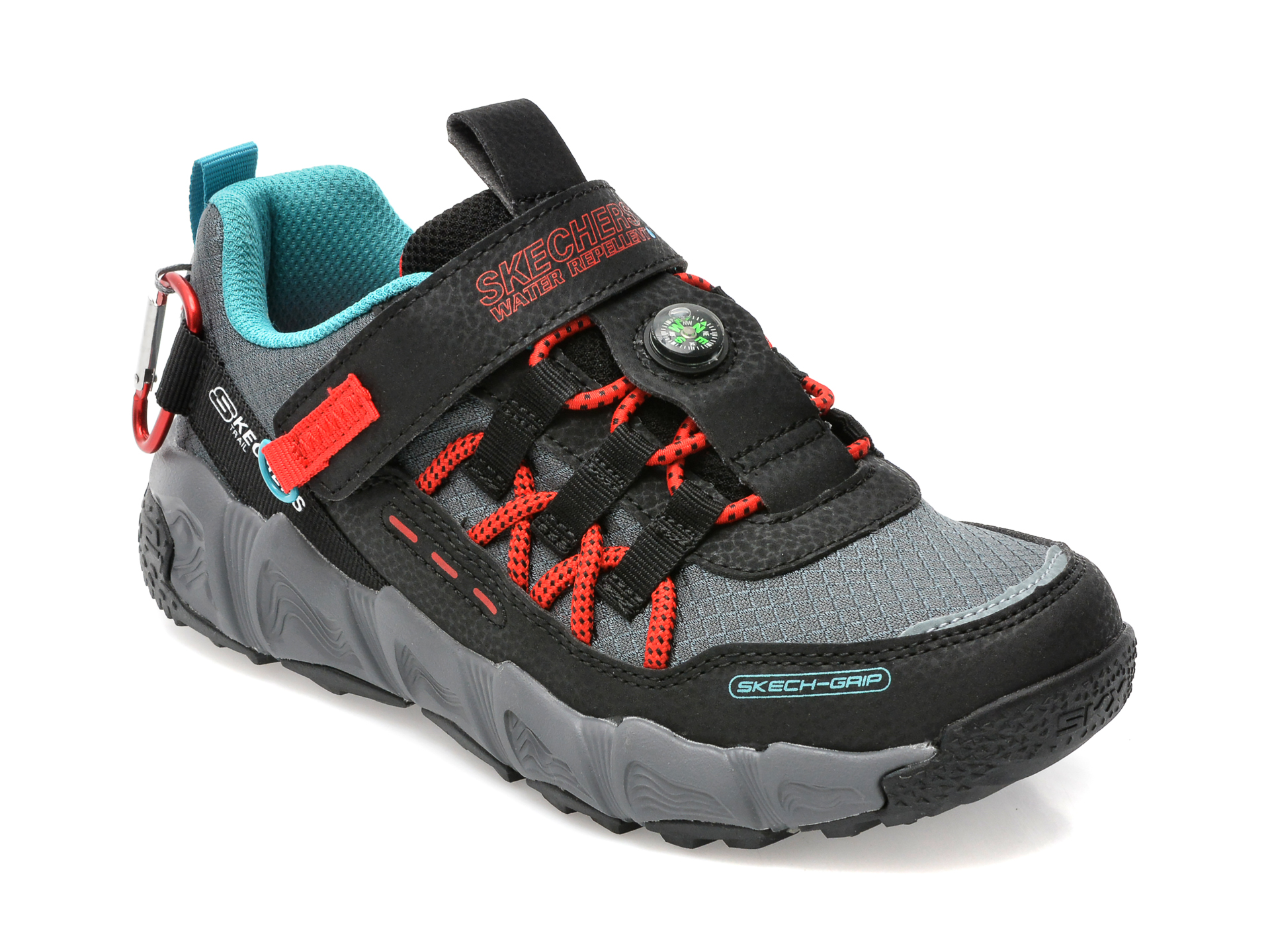 Pantofi sport SKECHERS negri, VELOCITREK, din piele ecologica si material textil imagine reduceri black friday 2021 /copii/incaltaminte
