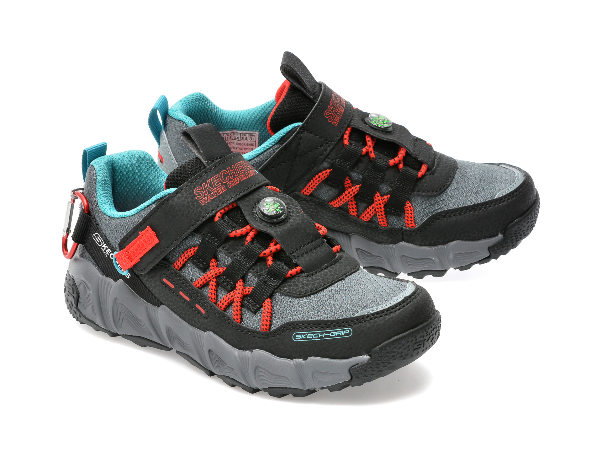 Pantofi sport SKECHERS negri, VELOCITREK, din piele ecologica si material textil - 4